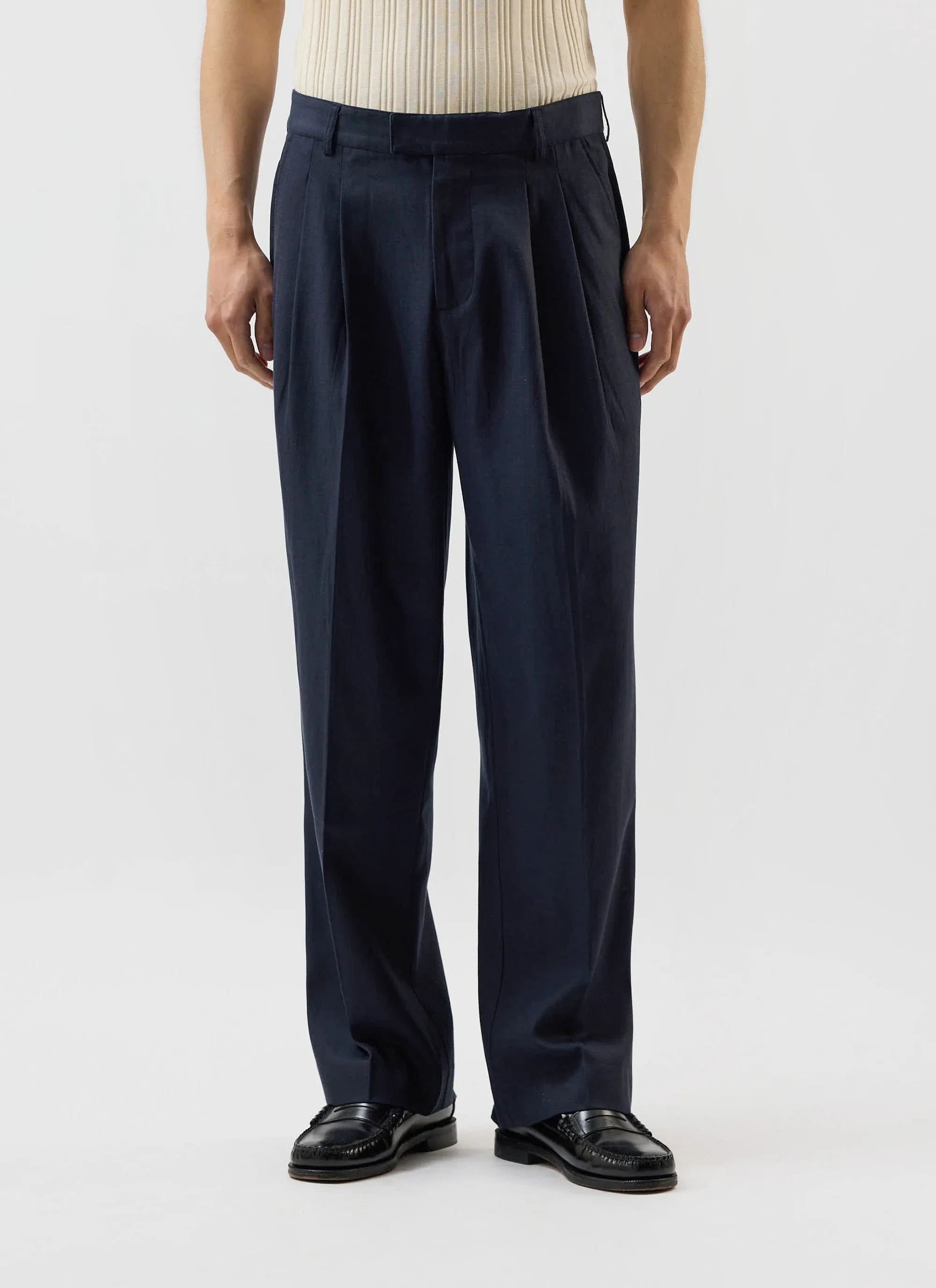 Pleated Tailored Trousers | Percival x Warren | Navy Blue sold by Percival product image thumbnail 3