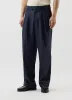 Pleated Lyocell Tailored Trousers | Percival x Warren | Navy sold by Percival