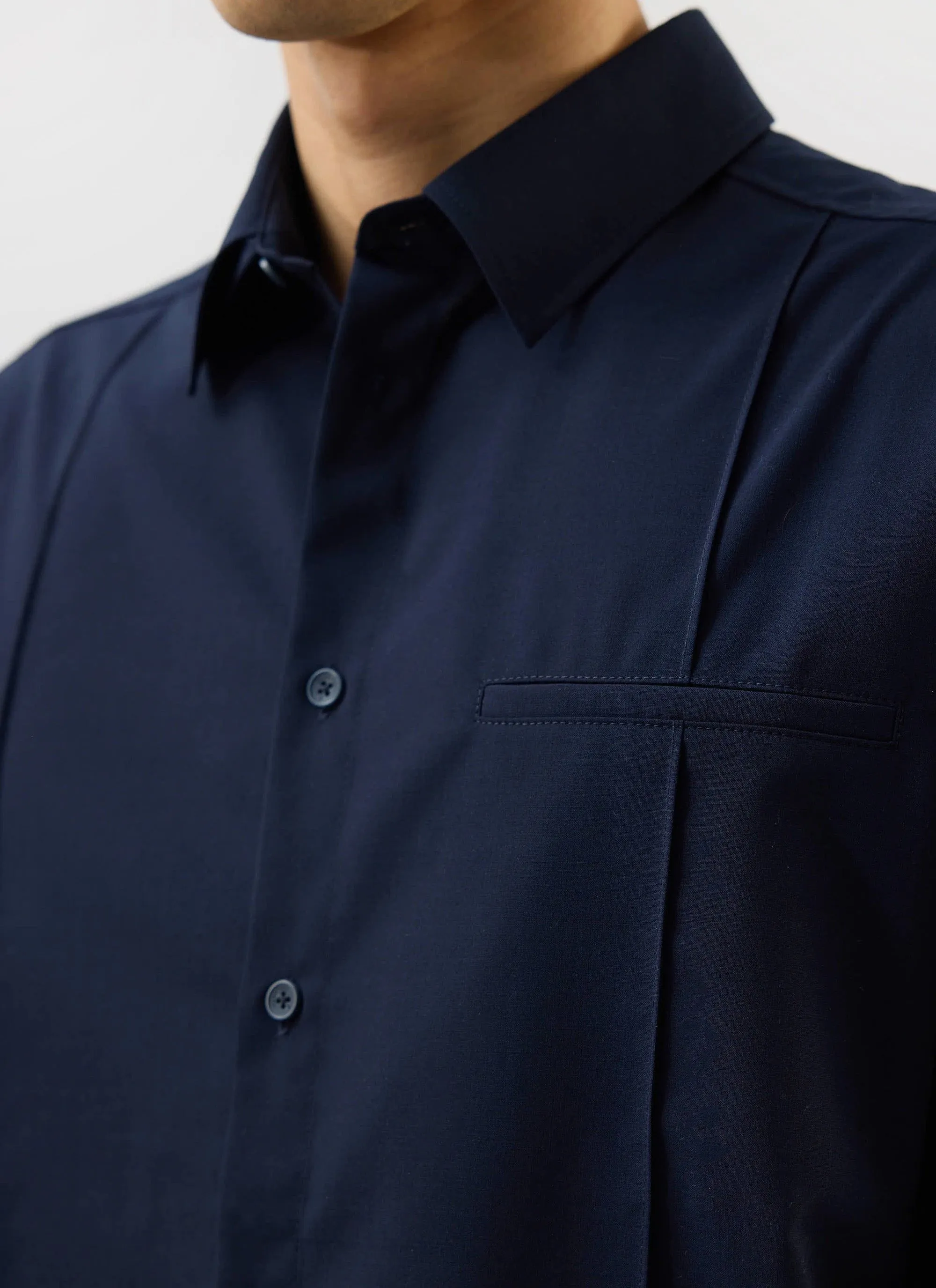 Men's Pleated Shirt | Percival x Warren | Navy Blue sold by Percival product image thumbnail 3