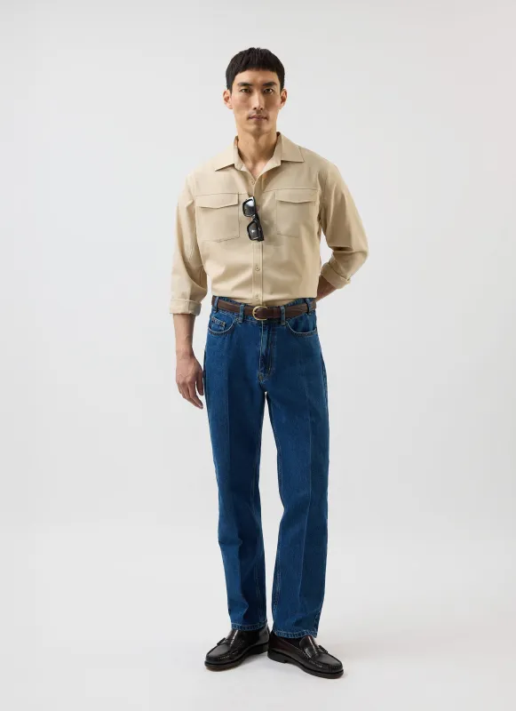 Men's Long Sleeve Safari Shirt | Percival x Warren | Camel Beige sold by Percival