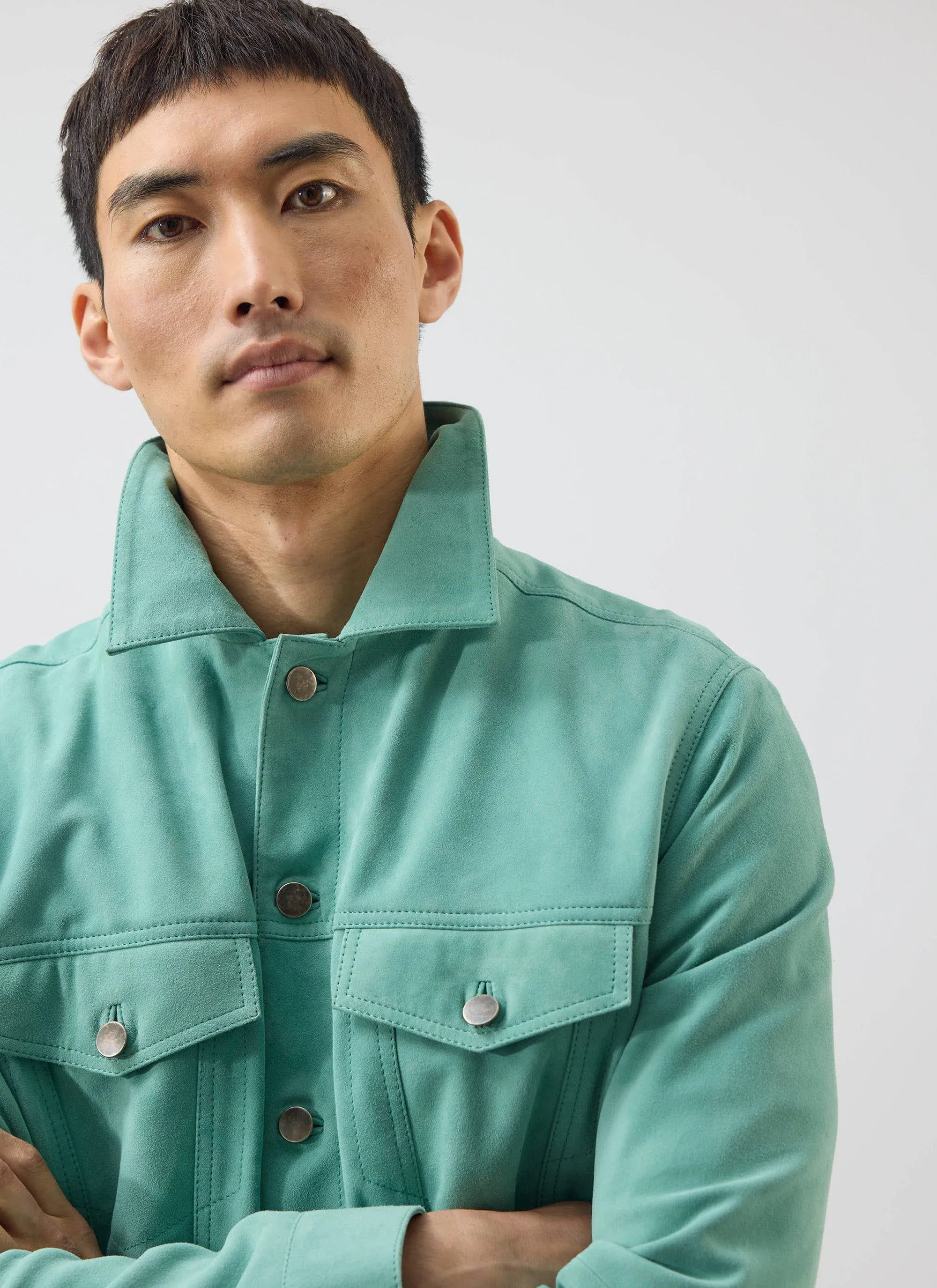 Suede Western Leather Jacket | Mint Green sold by Percival product image thumbnail 3