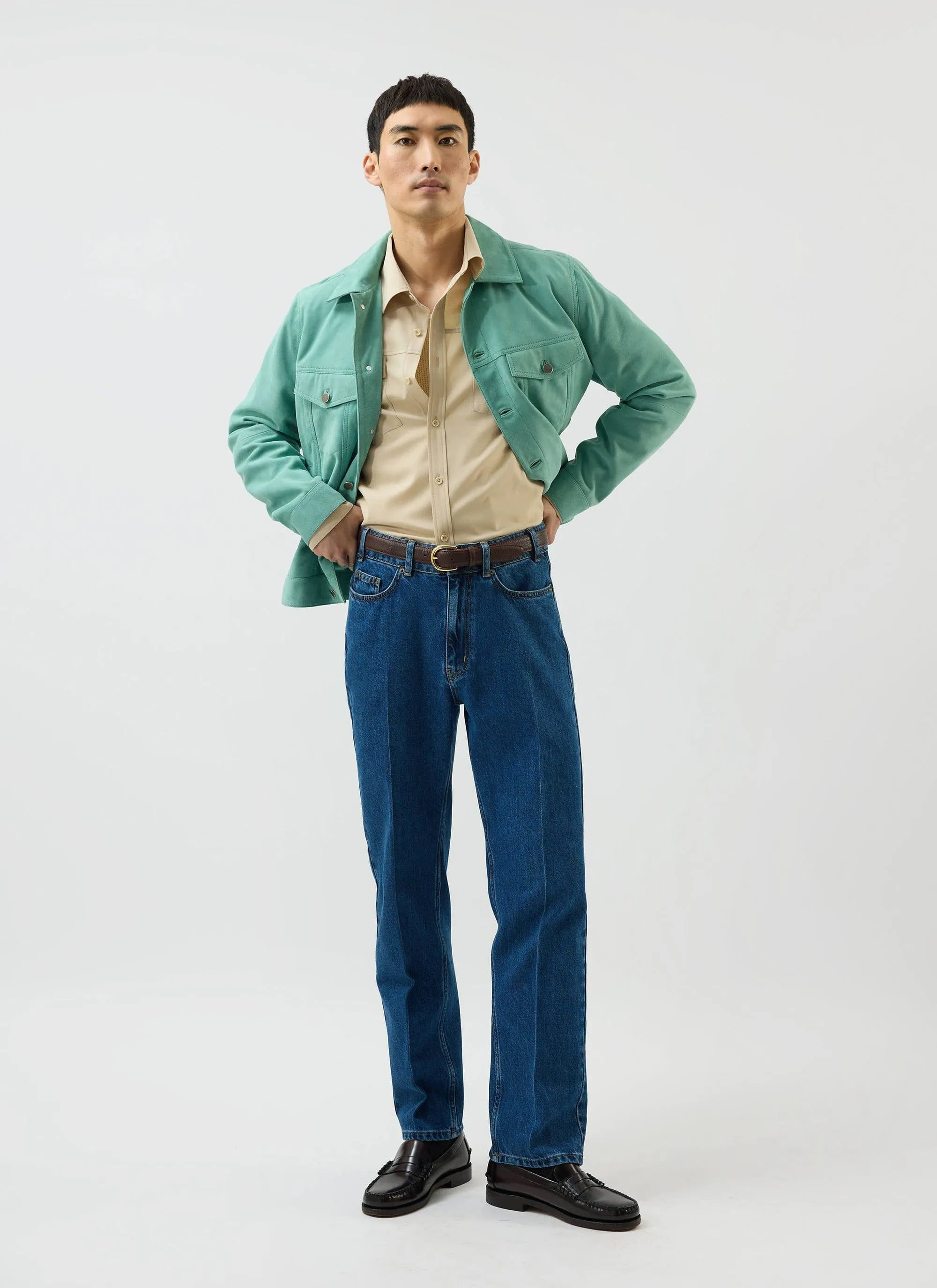 Suede Western Leather Jacket | Mint Green sold by Percival product image thumbnail 5