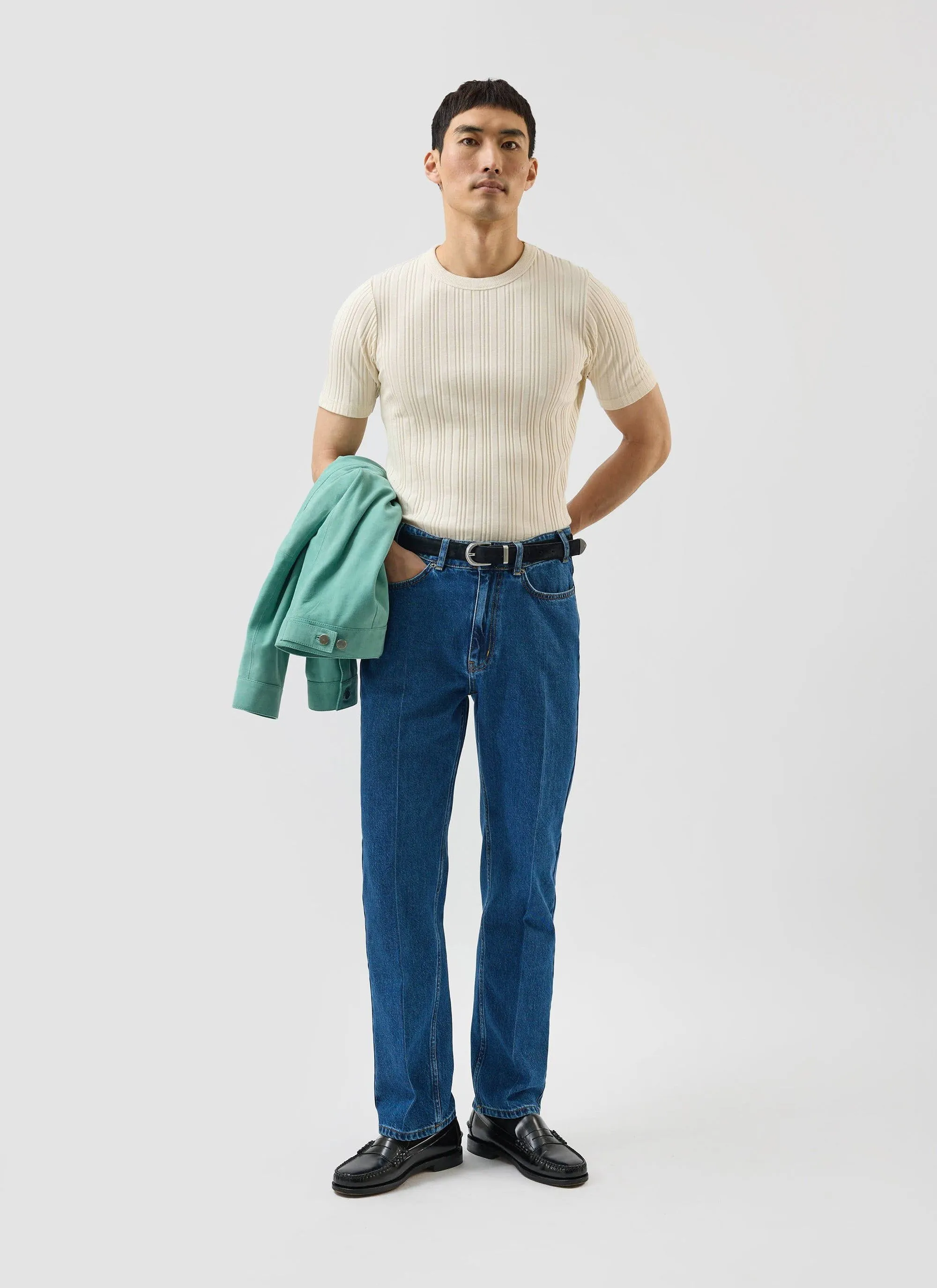 Flatlock Rib T Shirt | Percival x Warren | Ecru sold by Percival