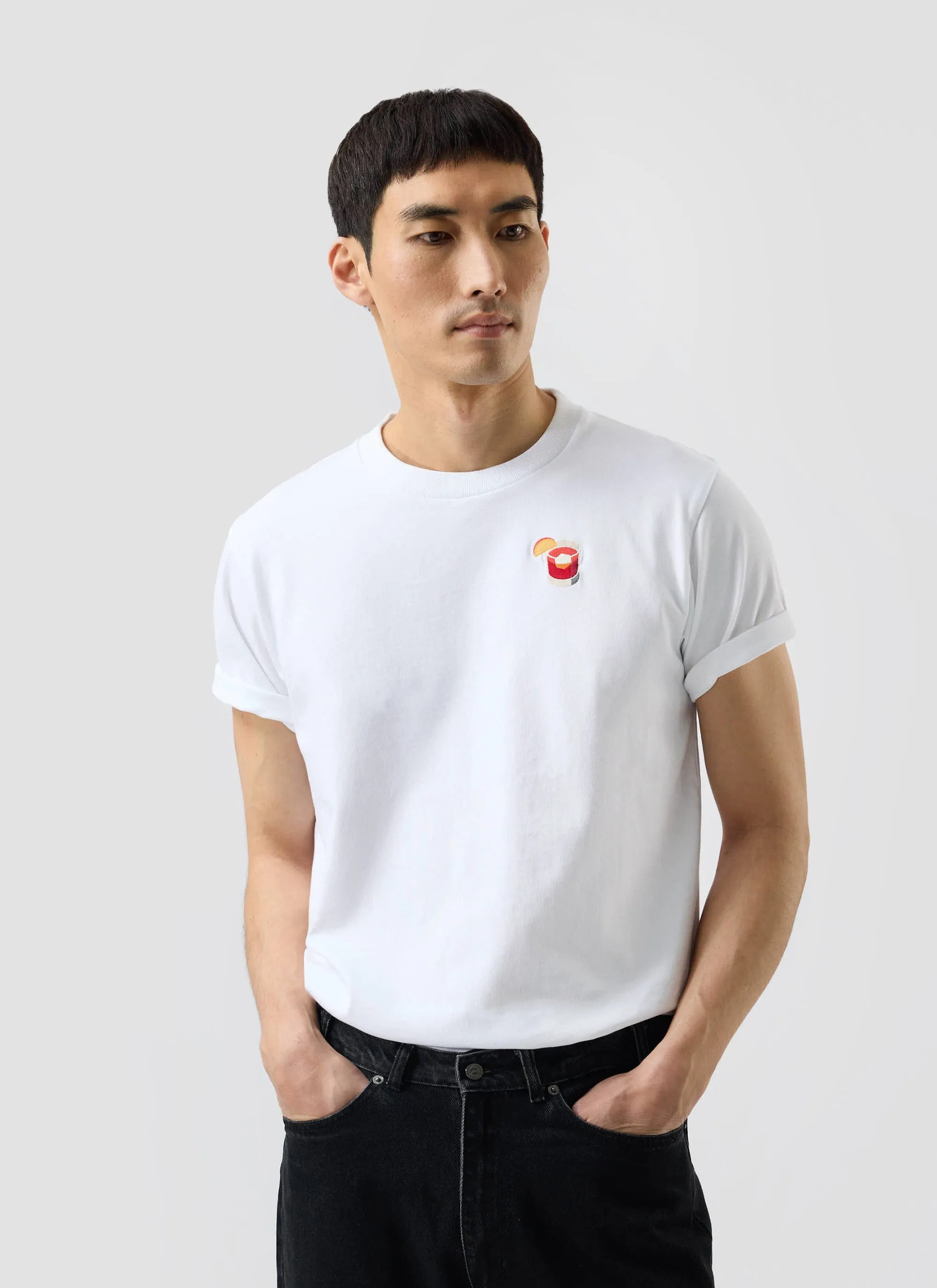 Negroni T Shirt | Embroidered Organic Cotton | White sold by Percival product image thumbnail 2