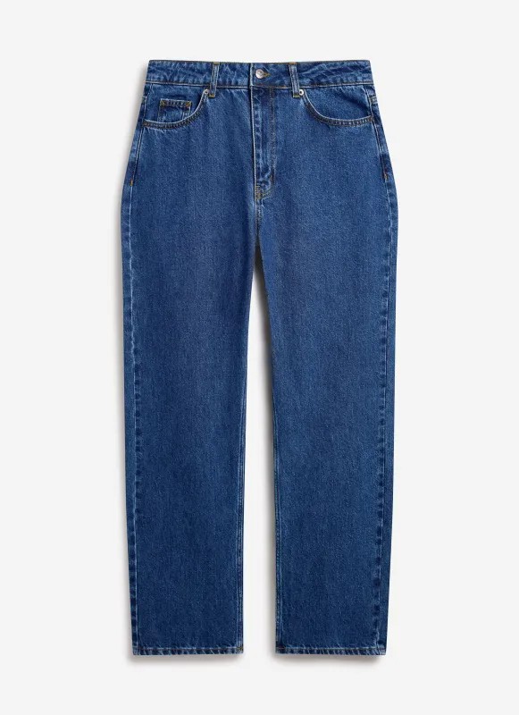 Wide Leg Denim Jeans | Mid Wash Blue sold by Percival
