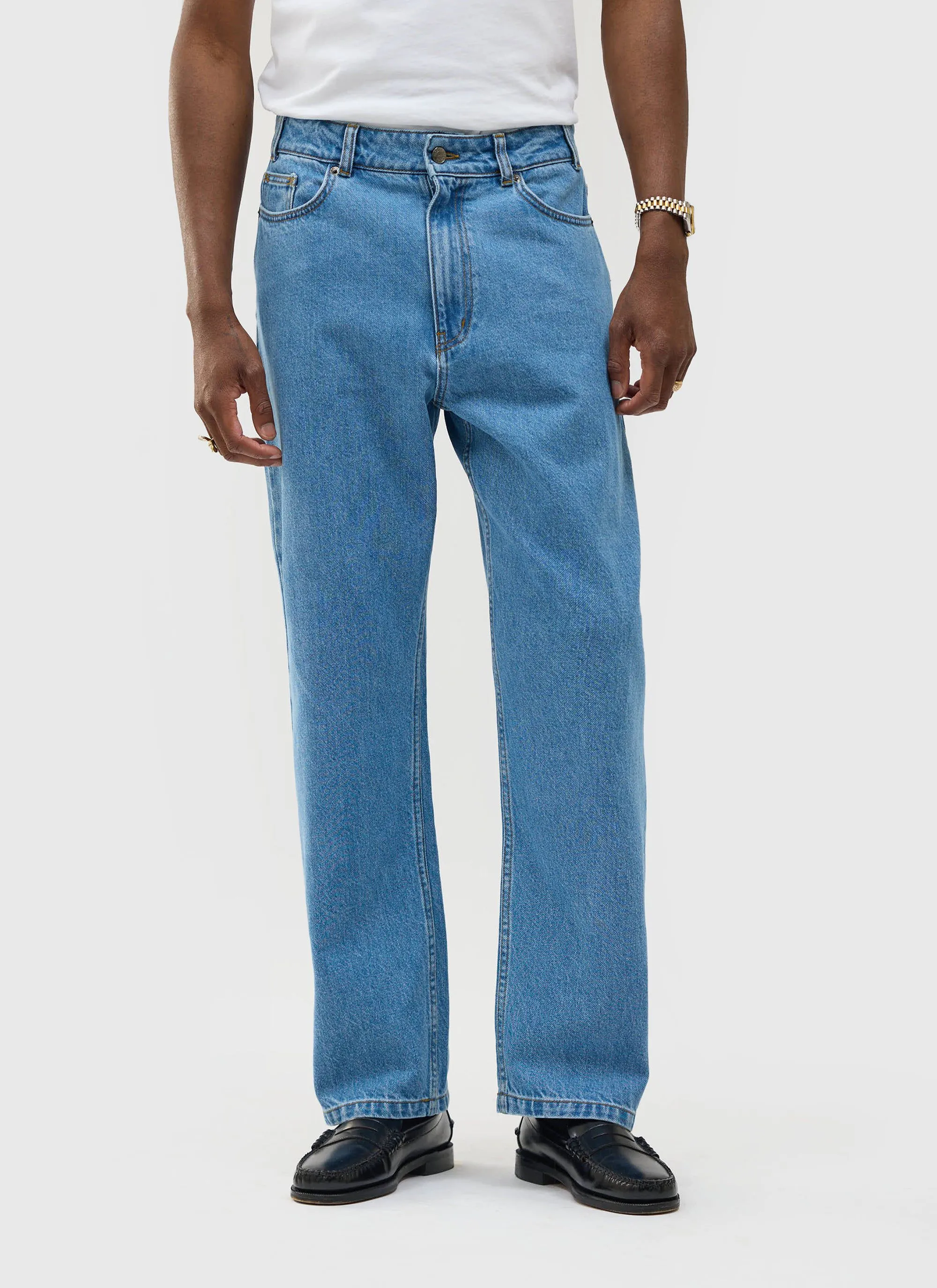 Wide Leg Denim Jeans | Light Wash Blue sold by Percival product image thumbnail 4