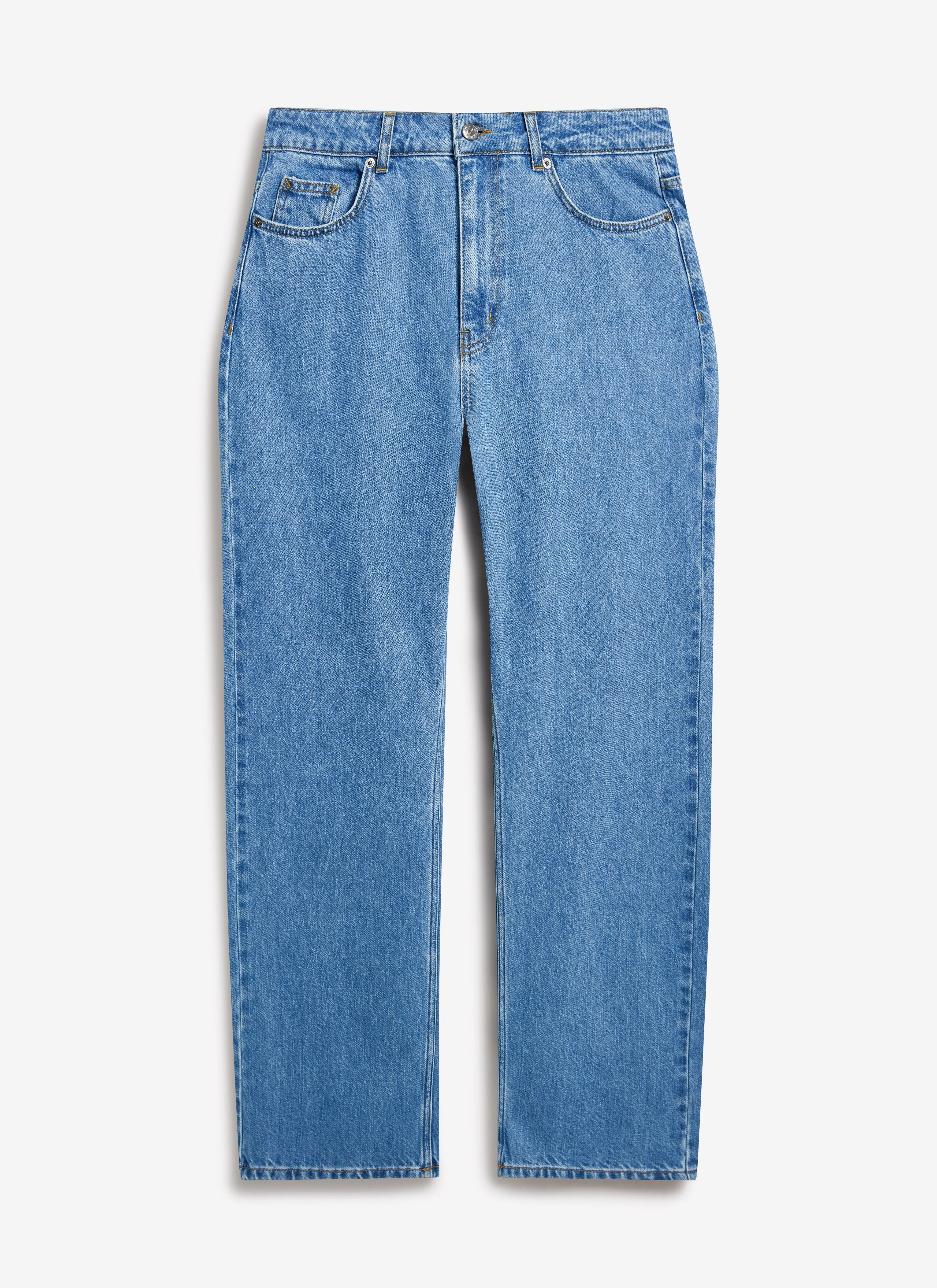 Wide Leg Denim Jeans | Light Wash Blue sold by Percival