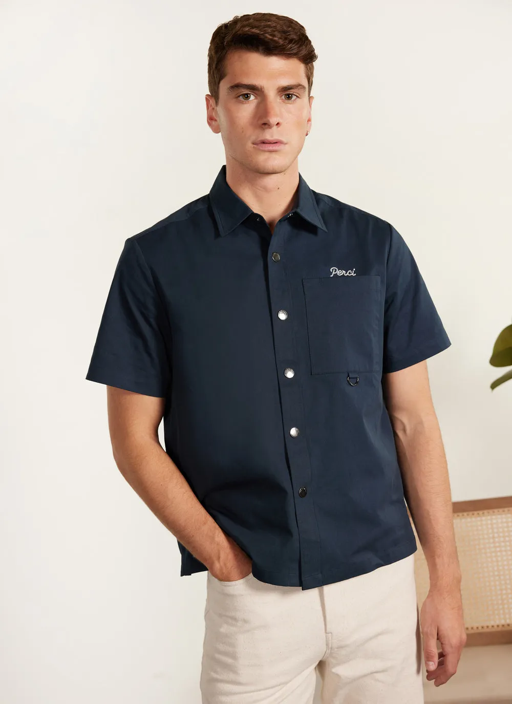 Auxiliary Boxy Clerk Shirt | Navy sold by Percival product image thumbnail 3
