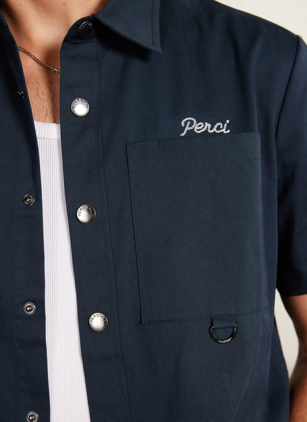 Auxiliary Boxy Clerk Shirt | Navy sold by Percival product image thumbnail 4