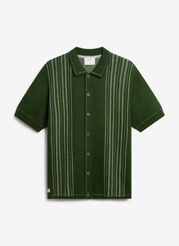 Accolades Knitted Short Sleeve Shirt | Cotton | Forest Green sold by Percival