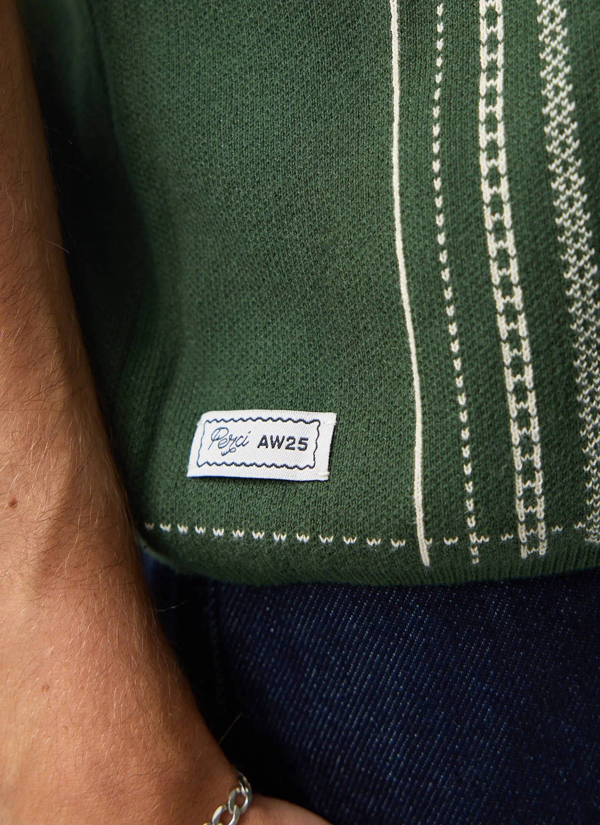Accolades Knitted Short Sleeve Shirt | Cotton | Forest Green sold by Percival product image thumbnail 3