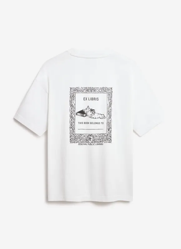 Ex Libris Oversized T Shirt | Cotton | White sold by Percival