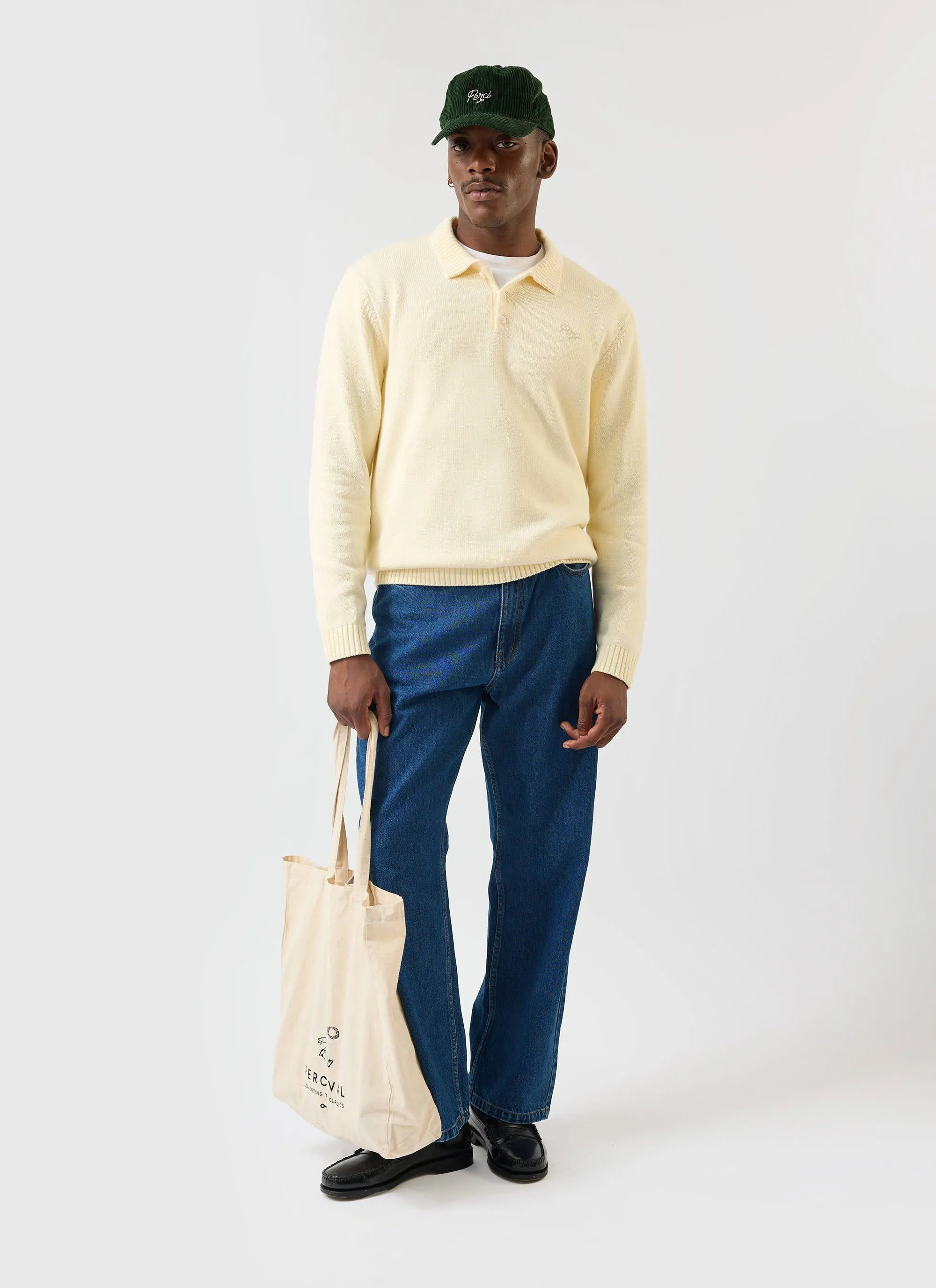 Verso Long Sleeve Knitted Polo | Cotton | Ecru Cream sold by Percival product image thumbnail 5
