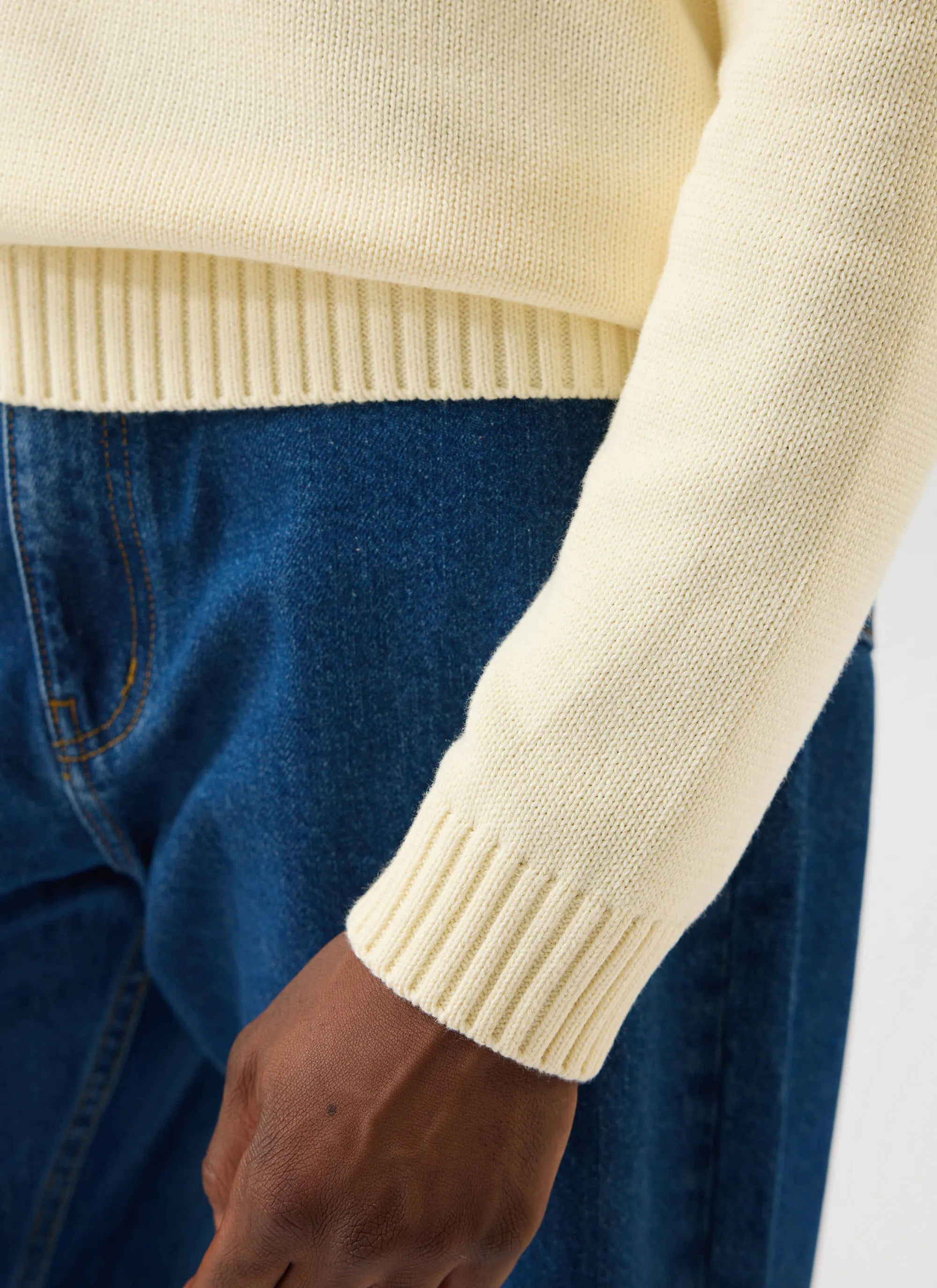 Verso Long Sleeve Knitted Polo | Cotton | Ecru Cream sold by Percival product image thumbnail 4