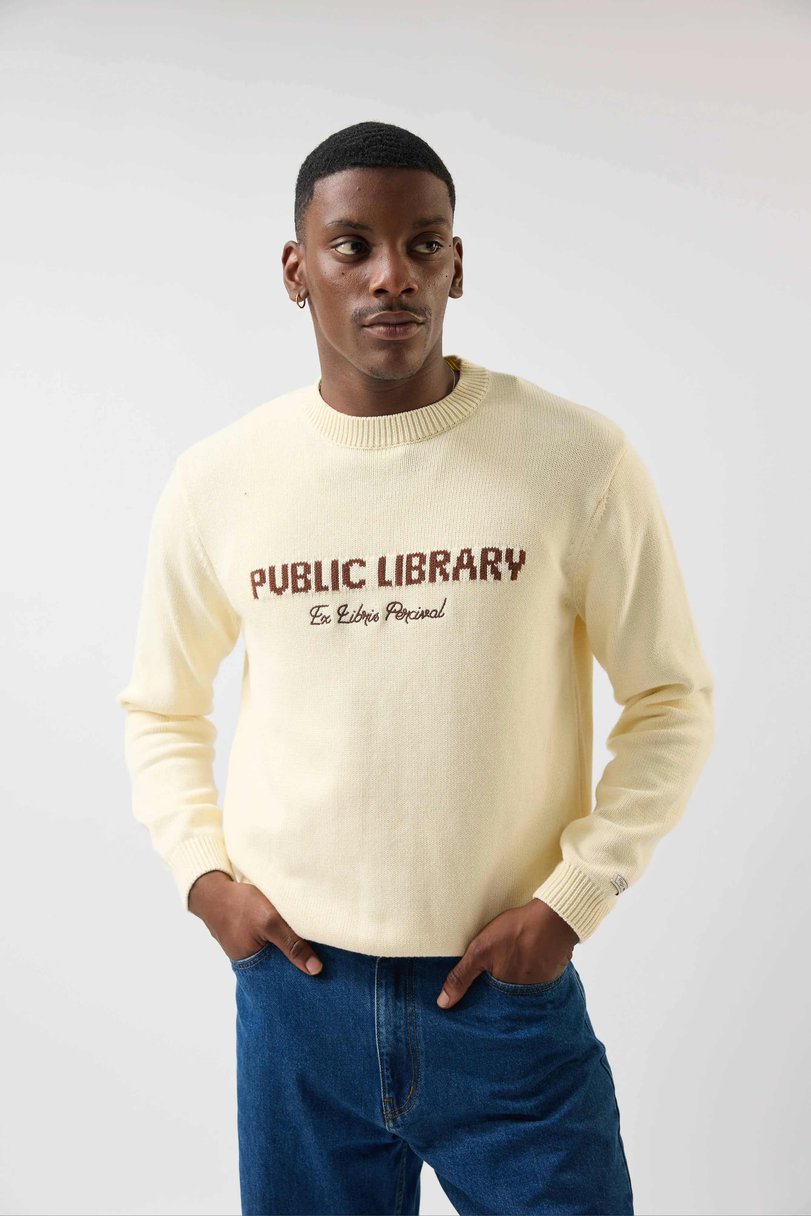 Public Library Knitted Crew Neck Jumper | Wool | Ecru Cream sold by Percival product image thumbnail 4