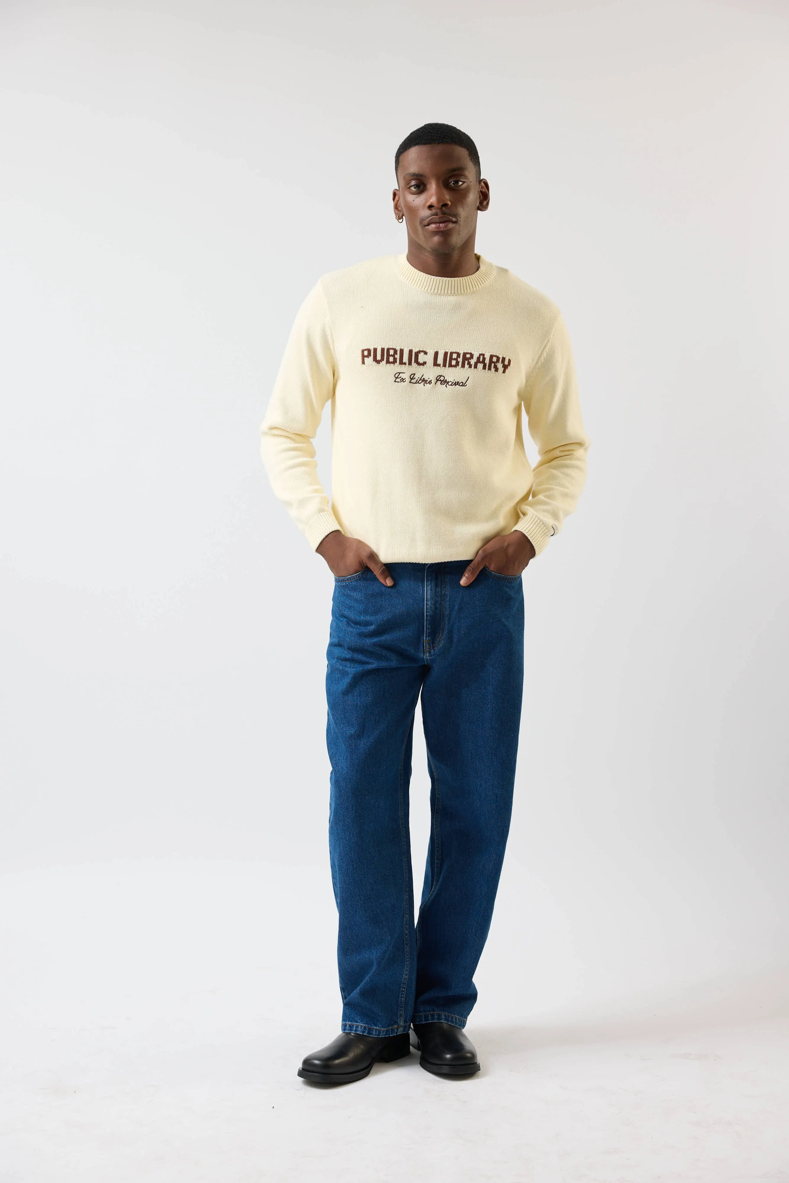 Public Library Knitted Crew Neck Jumper | Wool | Ecru Cream sold by Percival product image thumbnail 5