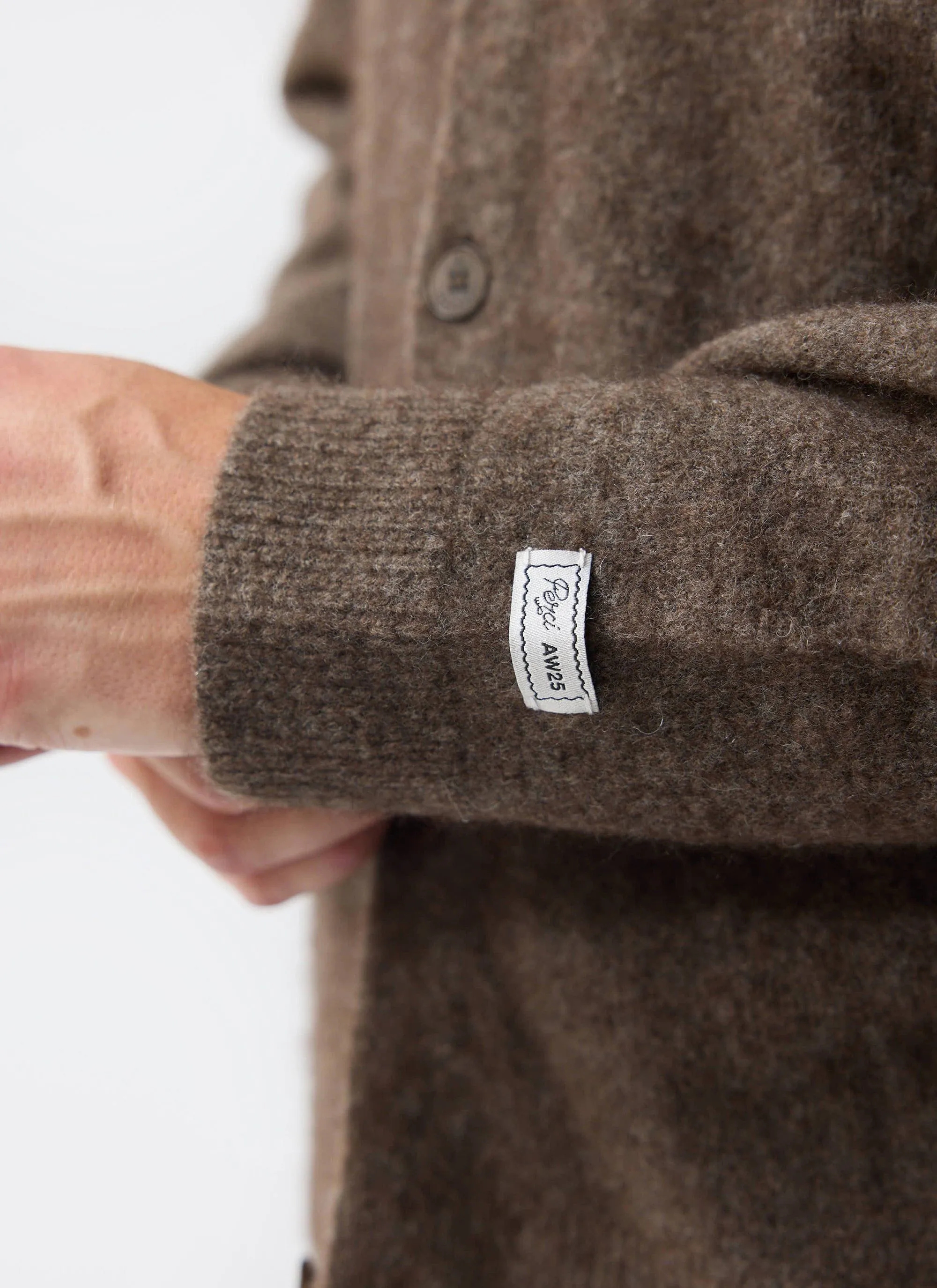 Archive Wool Knitted Collared Cardigan | Brown sold by Percival product image thumbnail 5