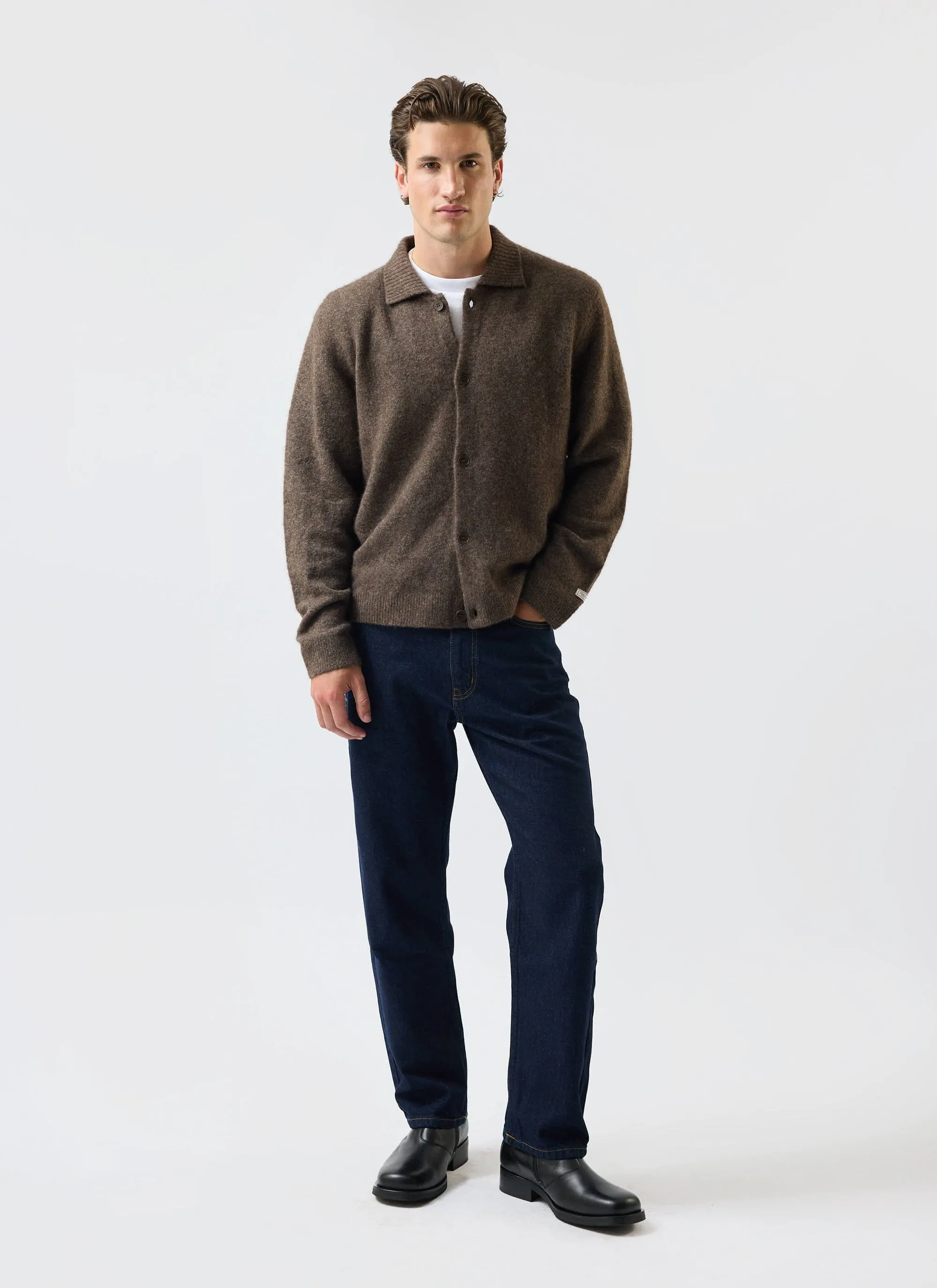 Archive Wool Knitted Collared Cardigan | Brown sold by Percival product image thumbnail 2