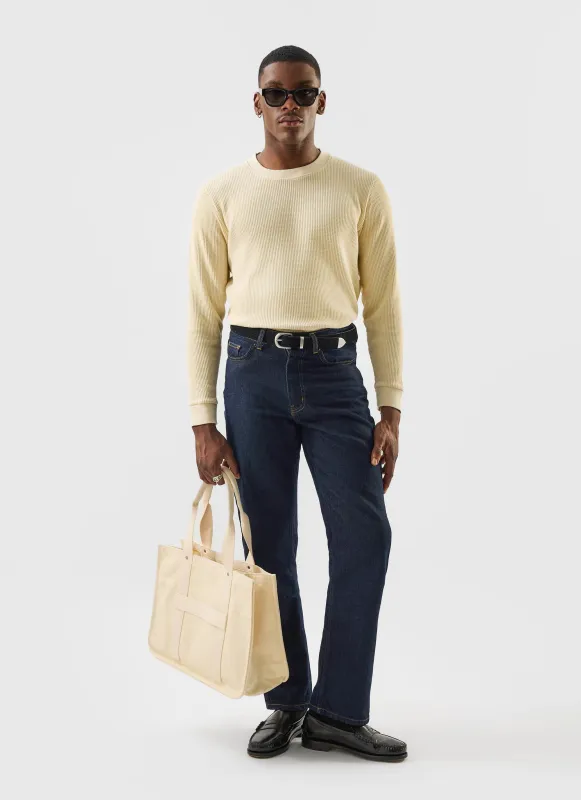 Long Sleeve Cotton Waffle T Shirt | Ecru made by Percival