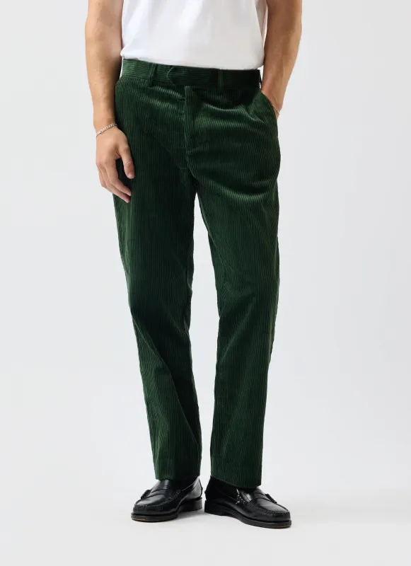 Tailored Chunky Cord Trousers | Forest sold by Percival