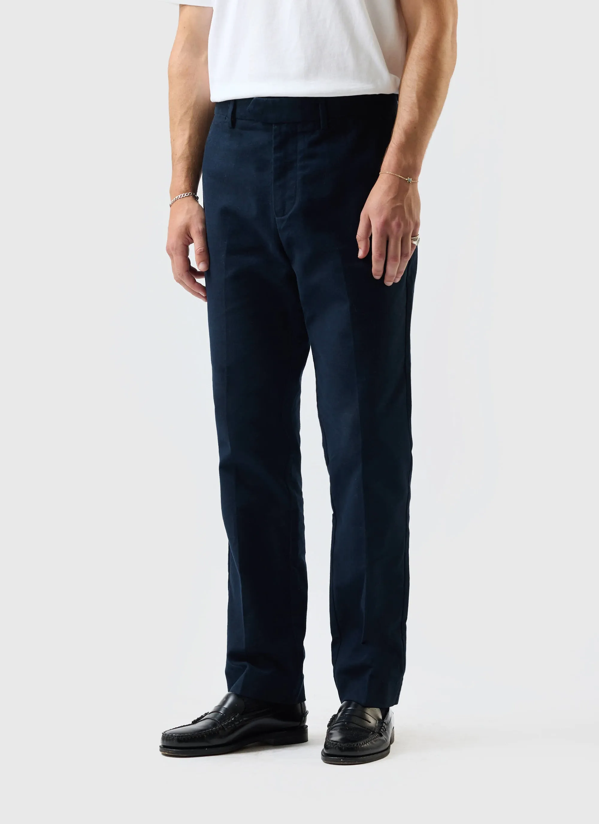 Tailored Moleskin Straight Leg Trousers | Navy sold by Percival product image thumbnail 4