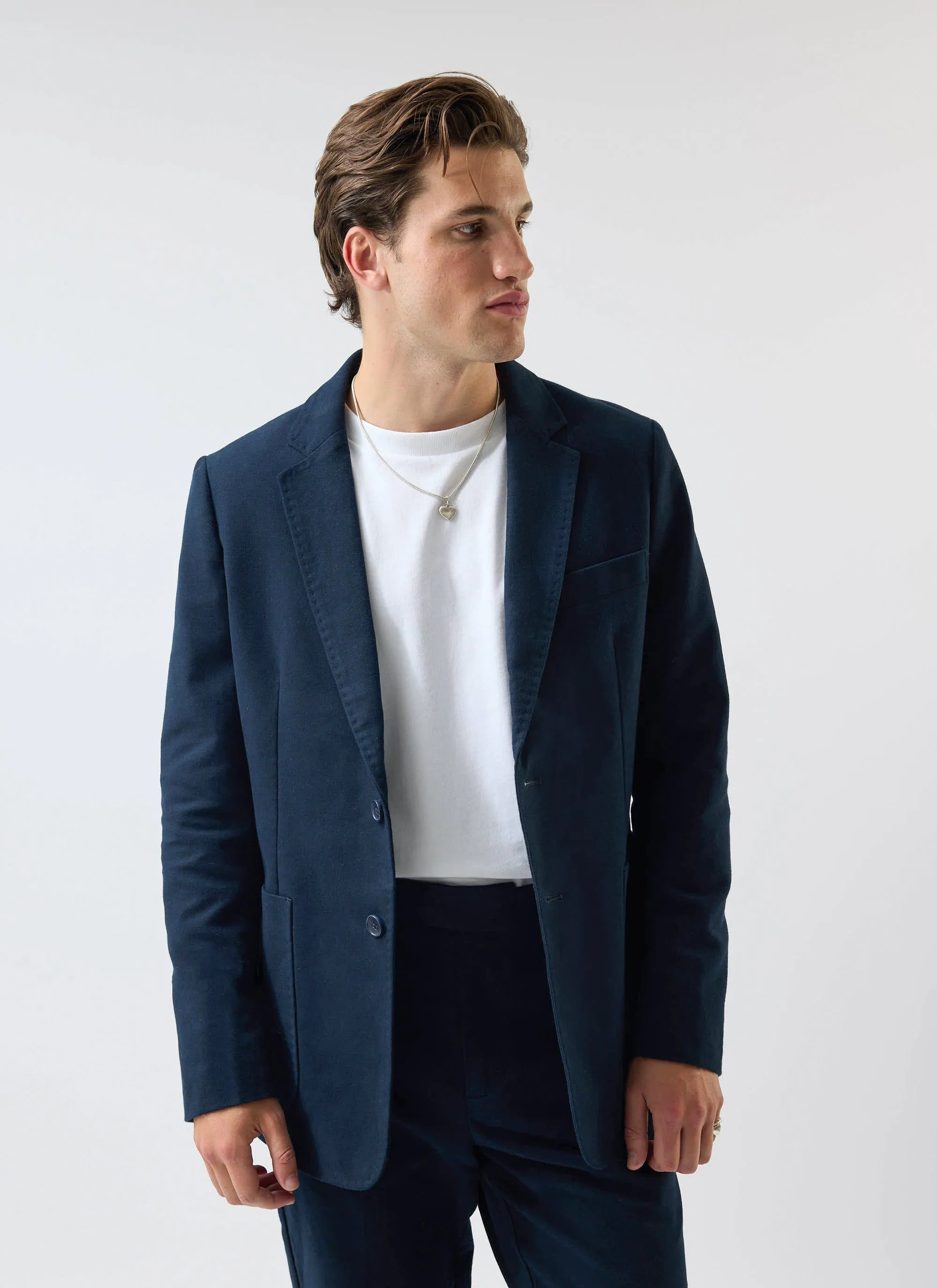 Tailored Moleskin Blazer | Navy sold by Percival product image thumbnail 3