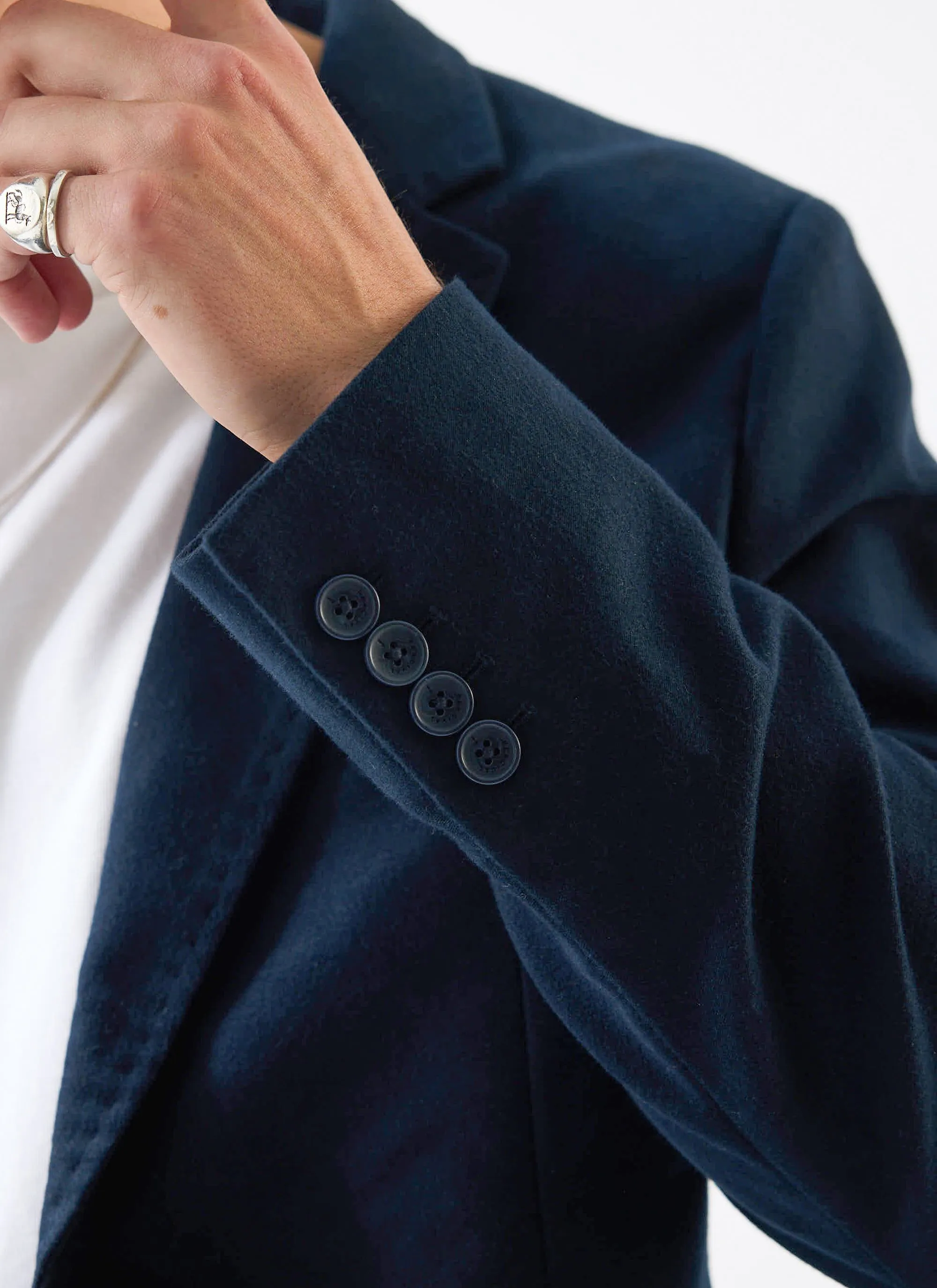 Tailored Moleskin Blazer | Navy sold by Percival product image thumbnail 4