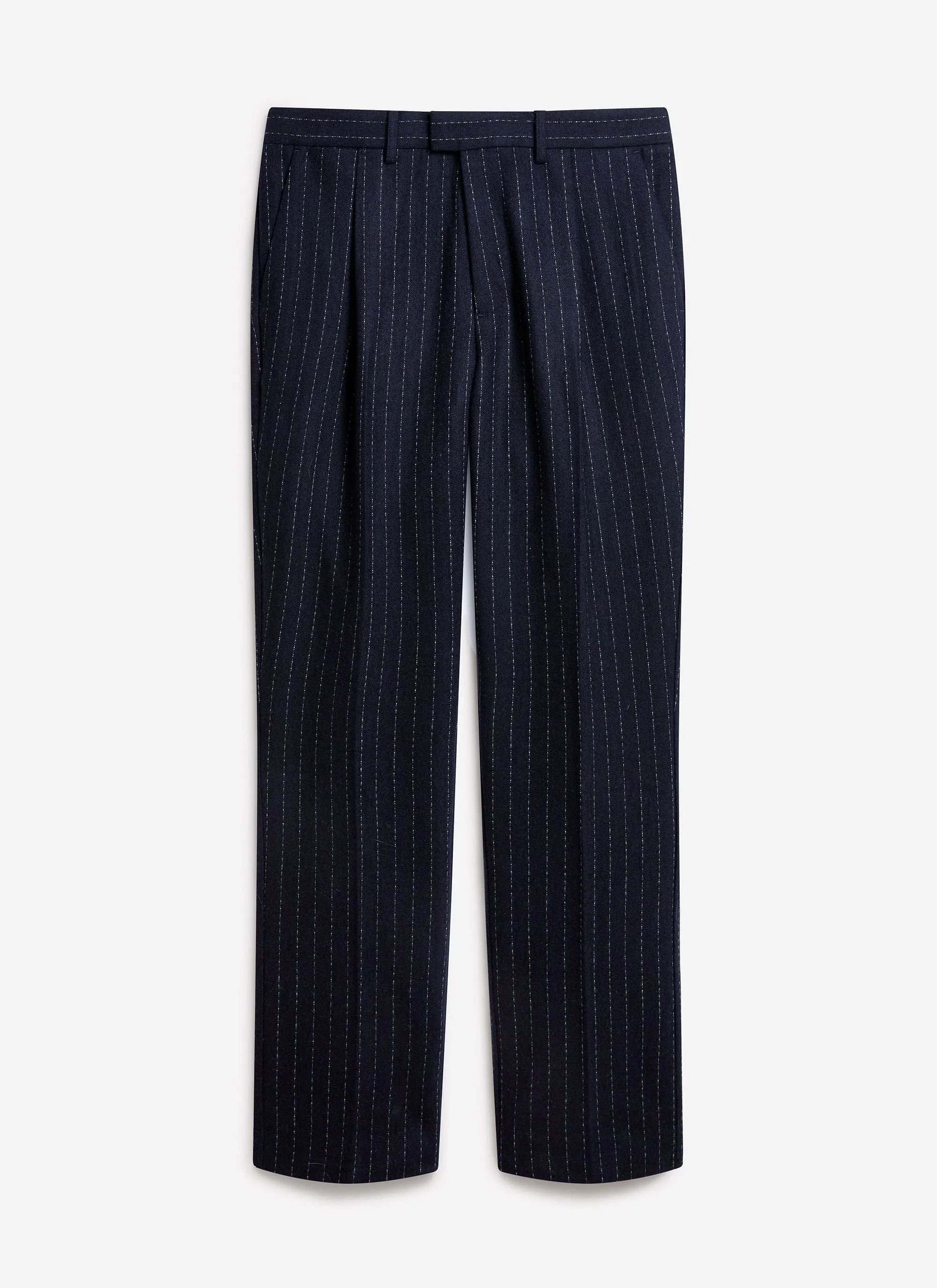 Textured Stripe Relaxed Pleated Trouser | Navy sold by Percival product image thumbnail 2