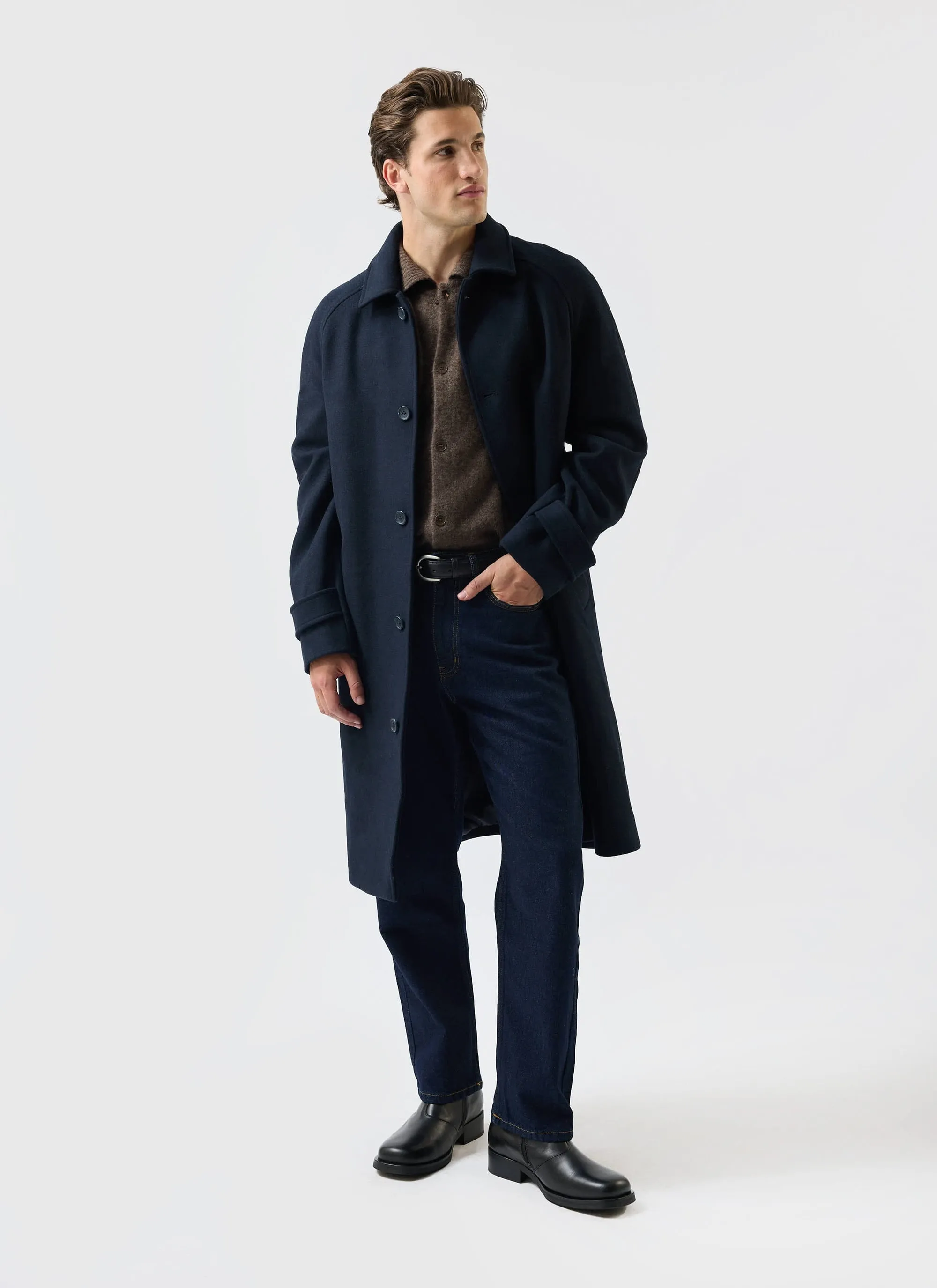 Men's Wool Car Coat | Navy sold by Percival product image thumbnail 4
