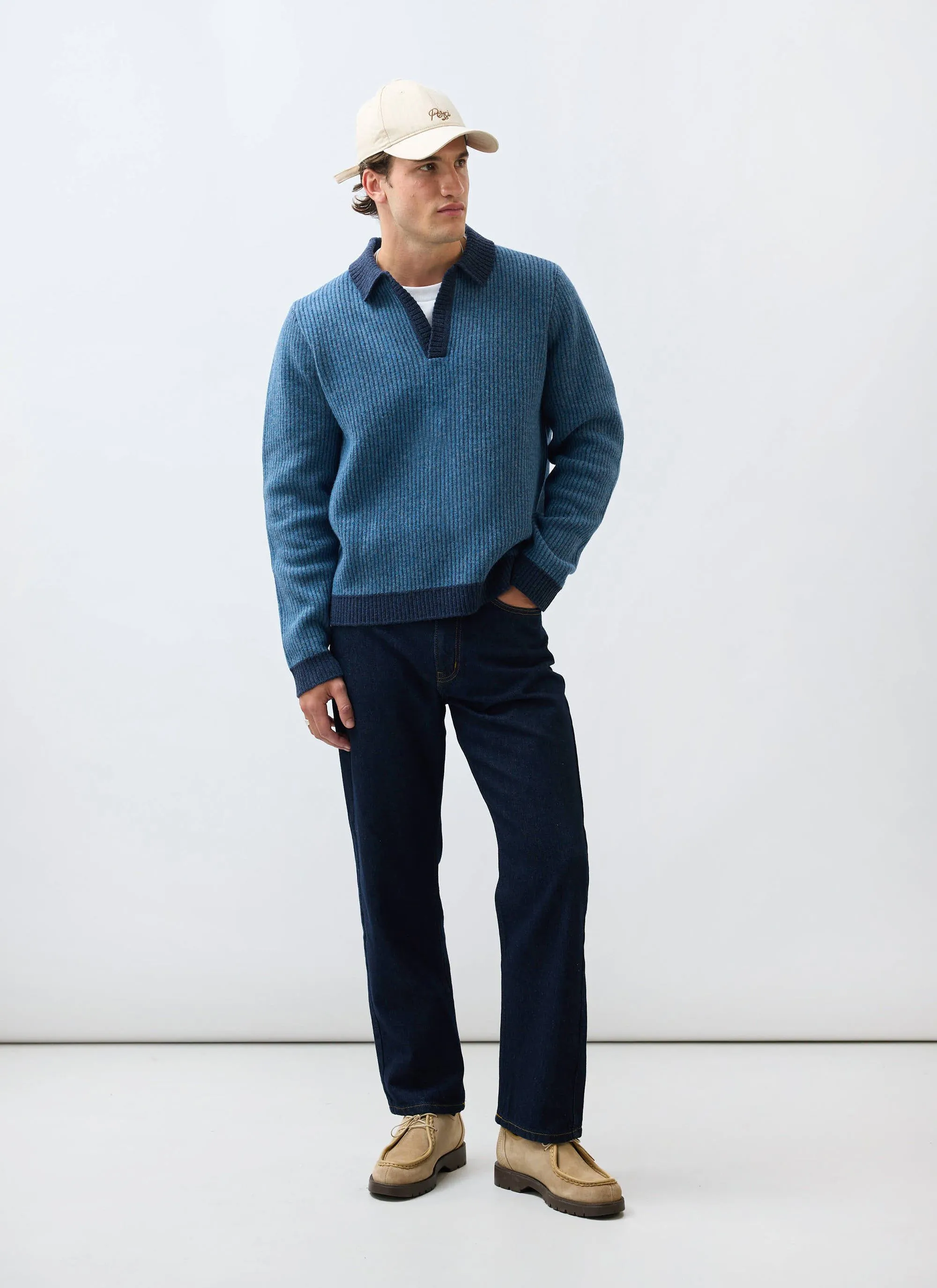 Picnic Polo | Two Toned Wool | Navy sold by Percival product image thumbnail 2