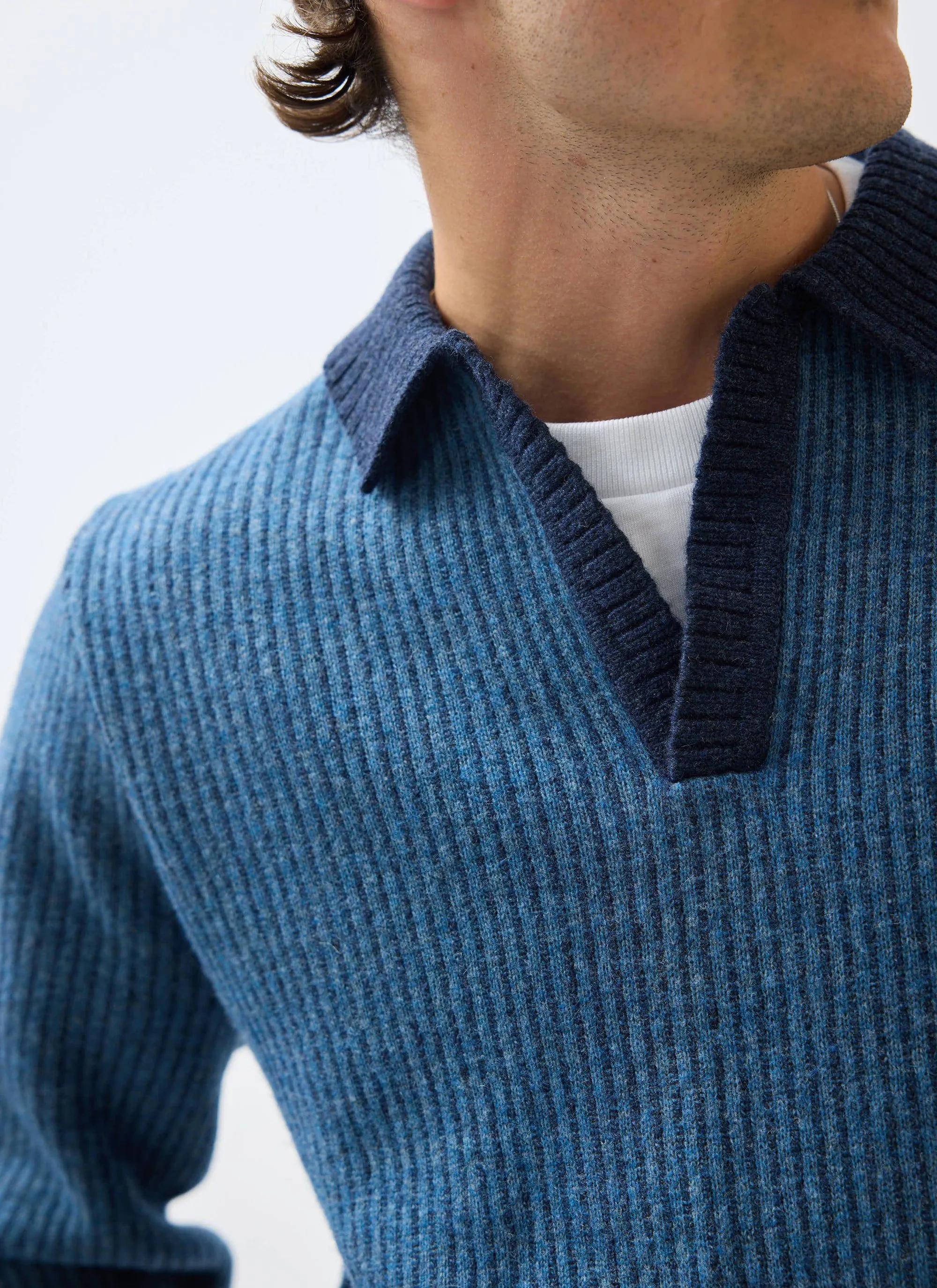 Picnic Polo | Two Toned Wool | Navy sold by Percival product image thumbnail 4