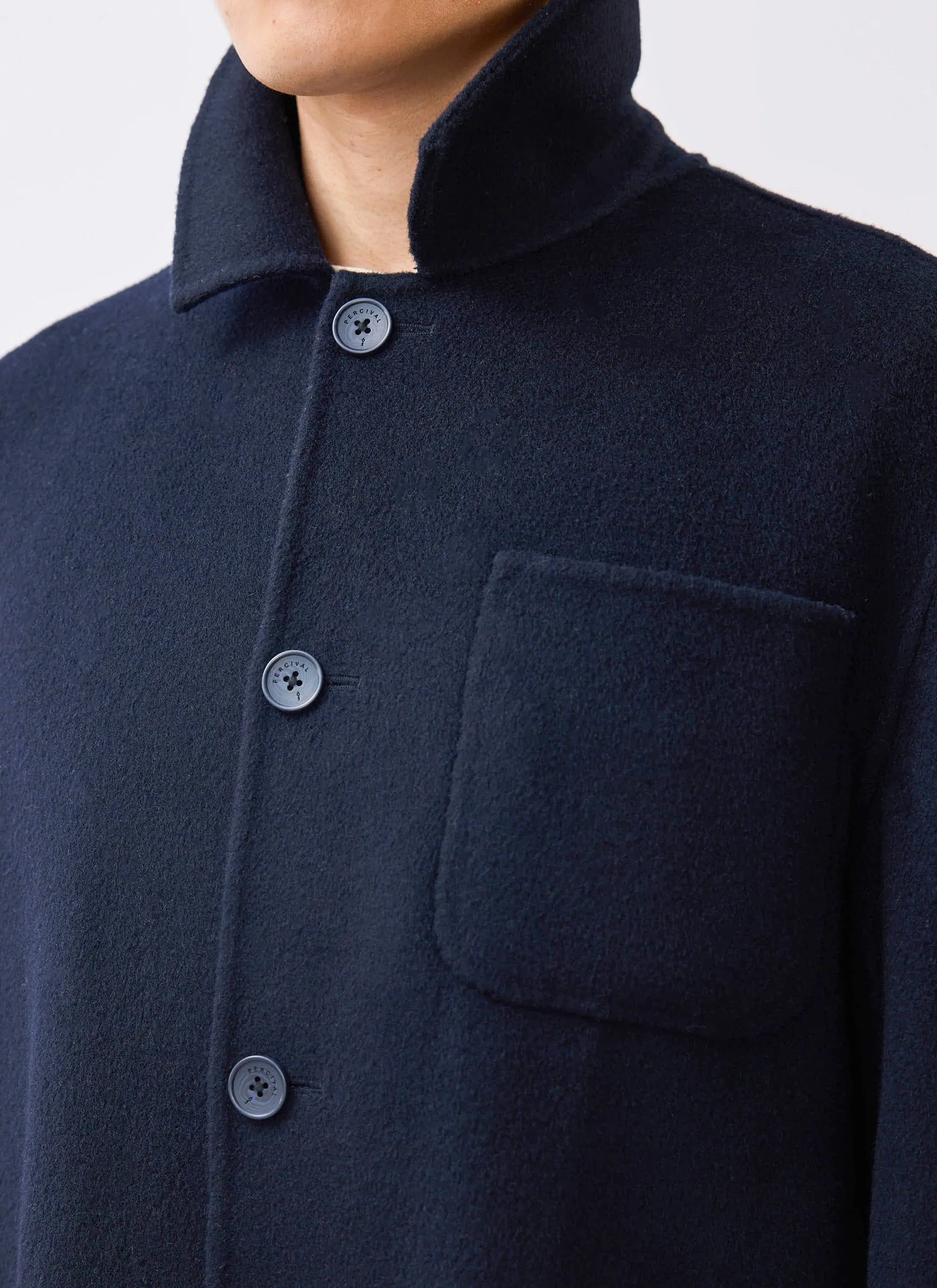 Heavy Wool Overshirt | Navy sold by Percival product image thumbnail 4