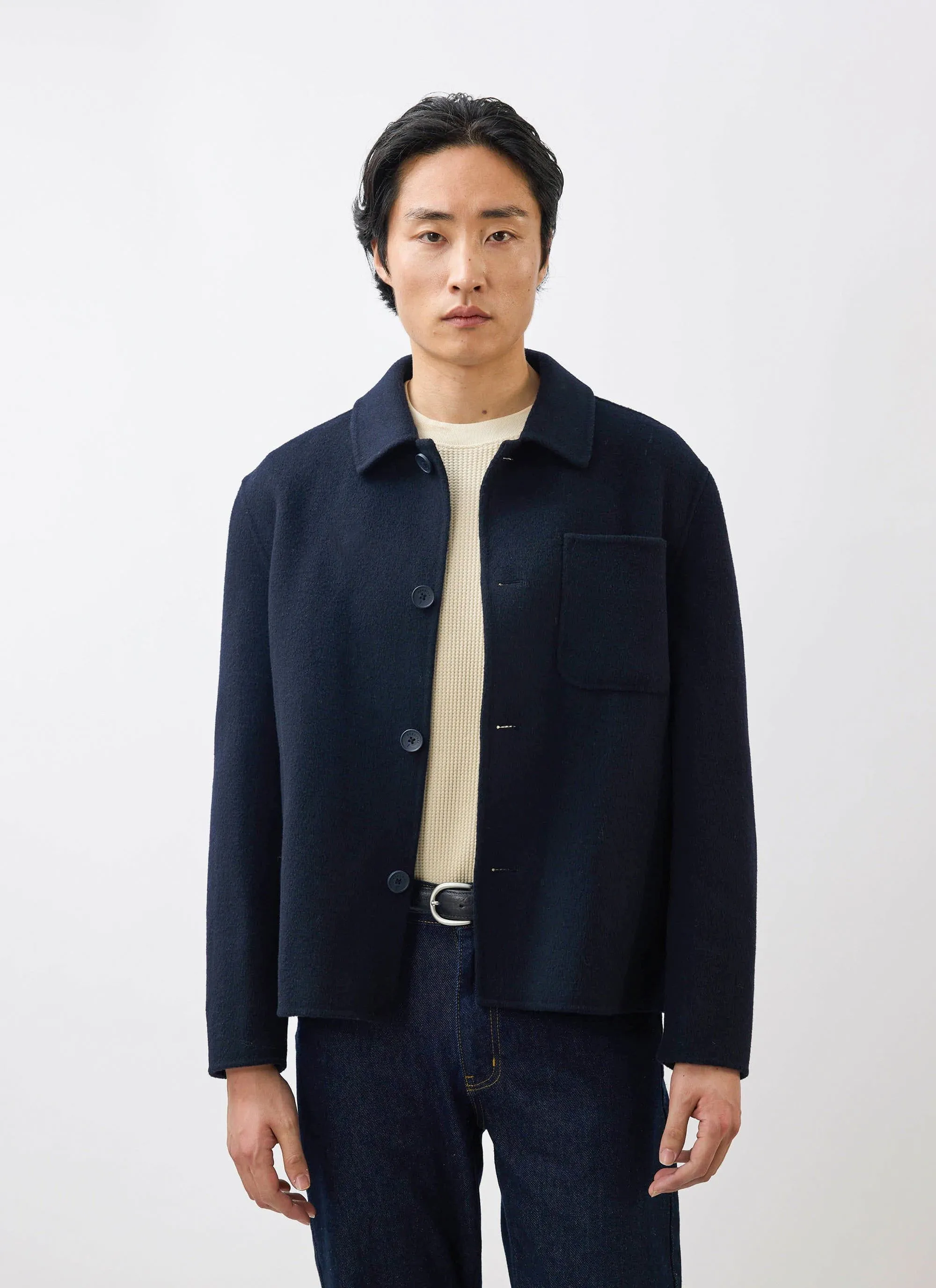 Heavy Wool Overshirt | Navy sold by Percival product image thumbnail 5