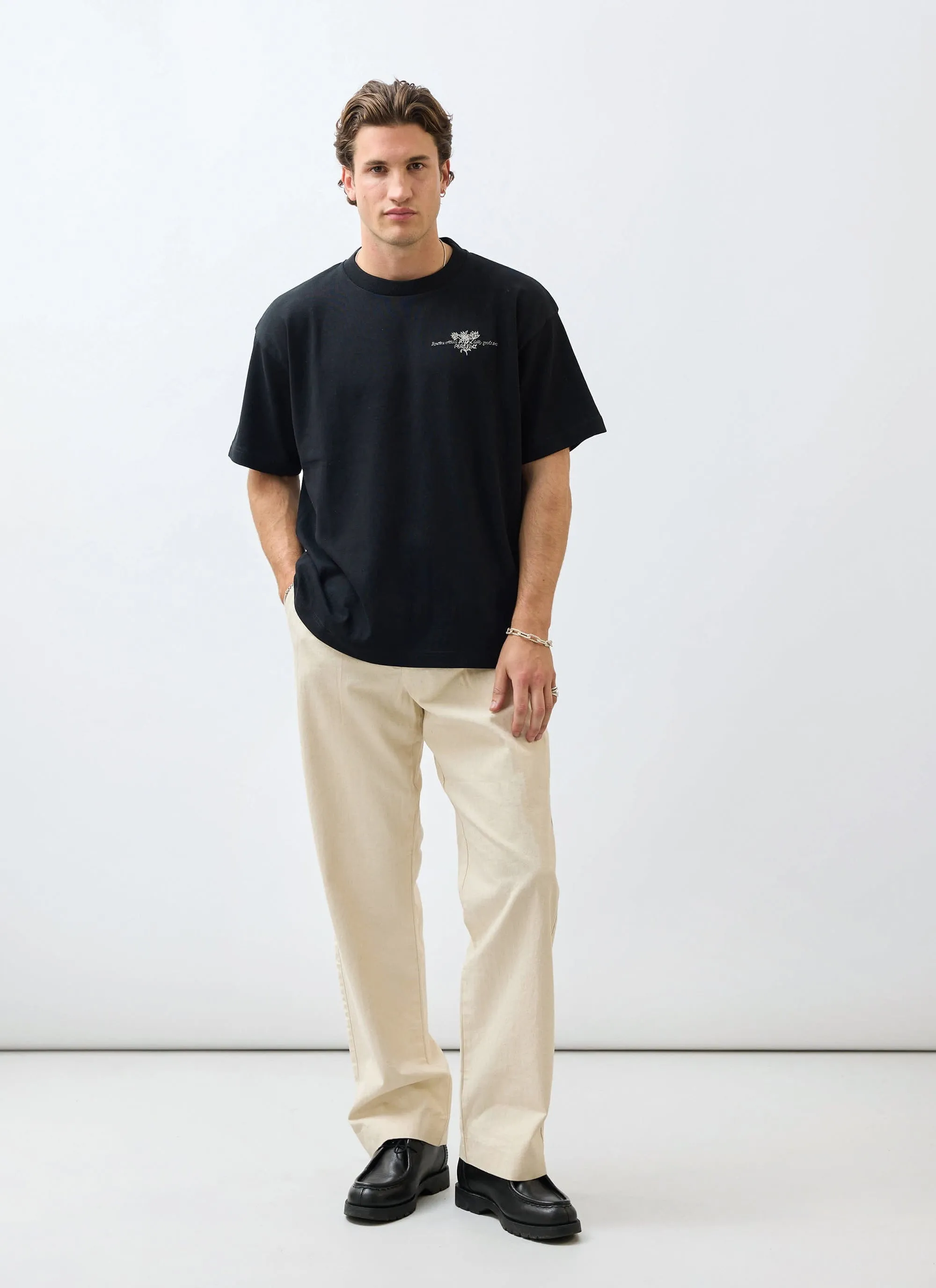 Floral Oversized T Shirt | Embroidered Organic Cotton | Black sold by Percival product image thumbnail 3