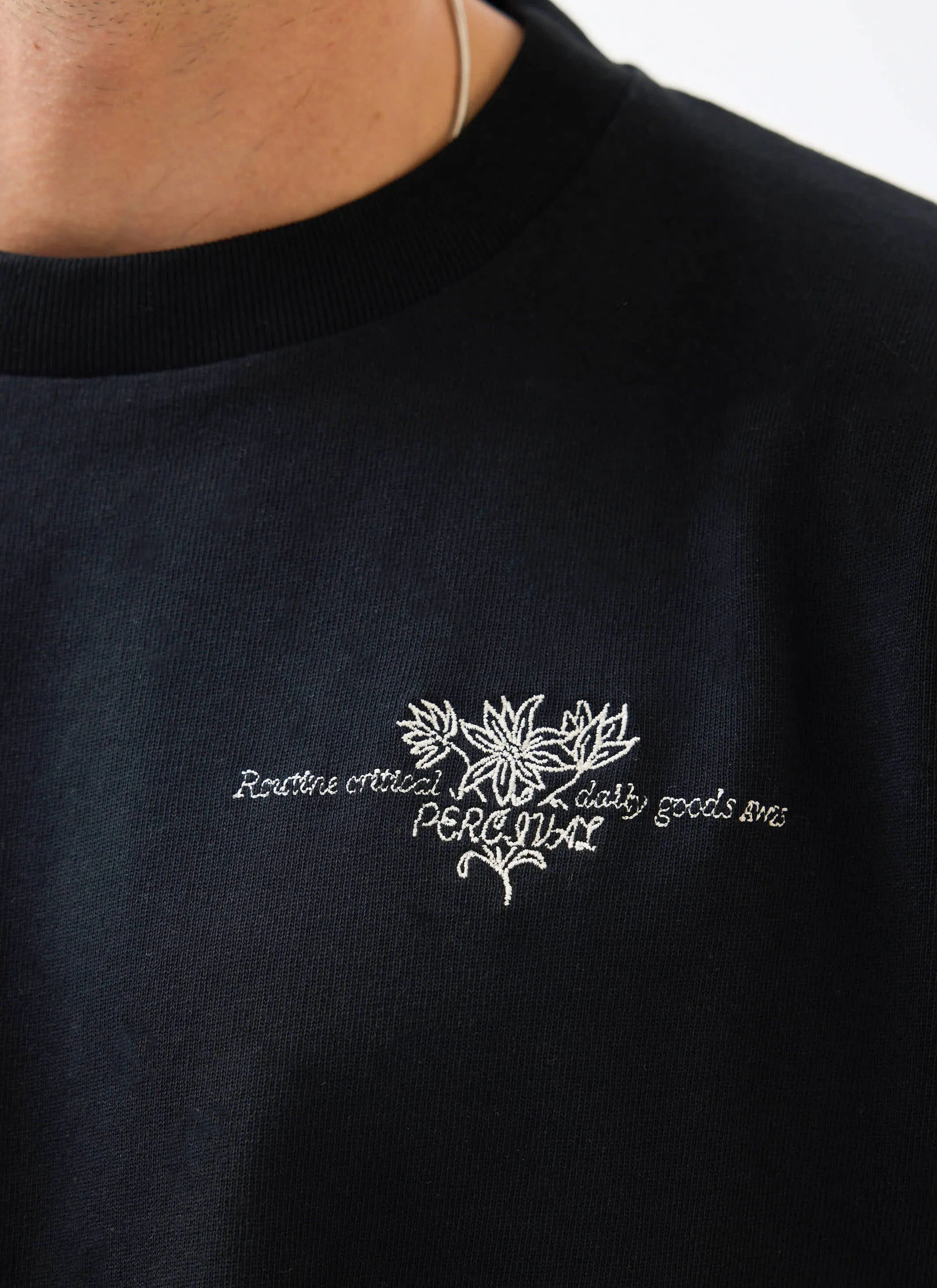 Floral Oversized T Shirt | Embroidered Organic Cotton | Black sold by Percival product image thumbnail 5
