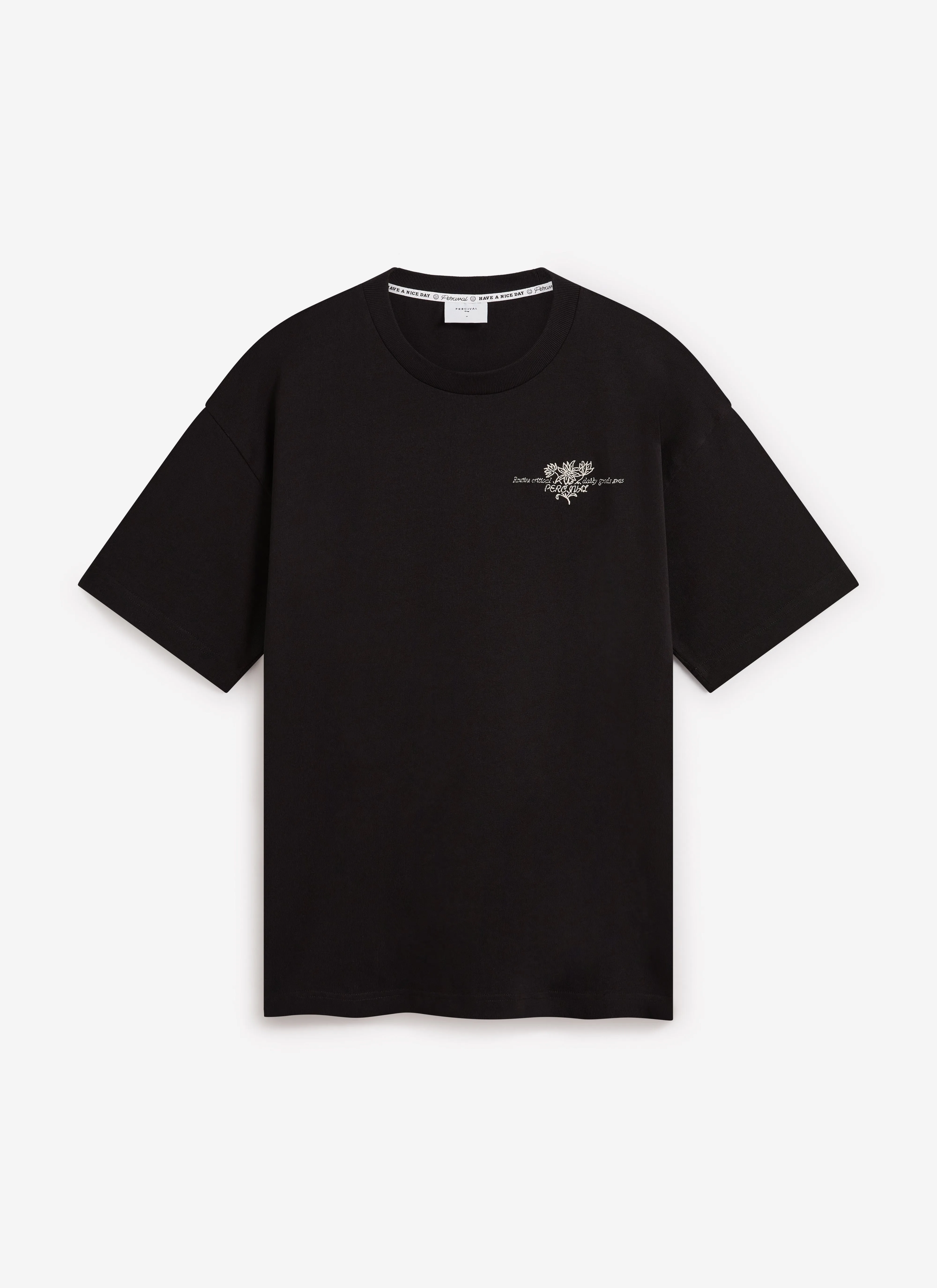 Floral Oversized T Shirt | Embroidered Organic Cotton | Black sold by Percival