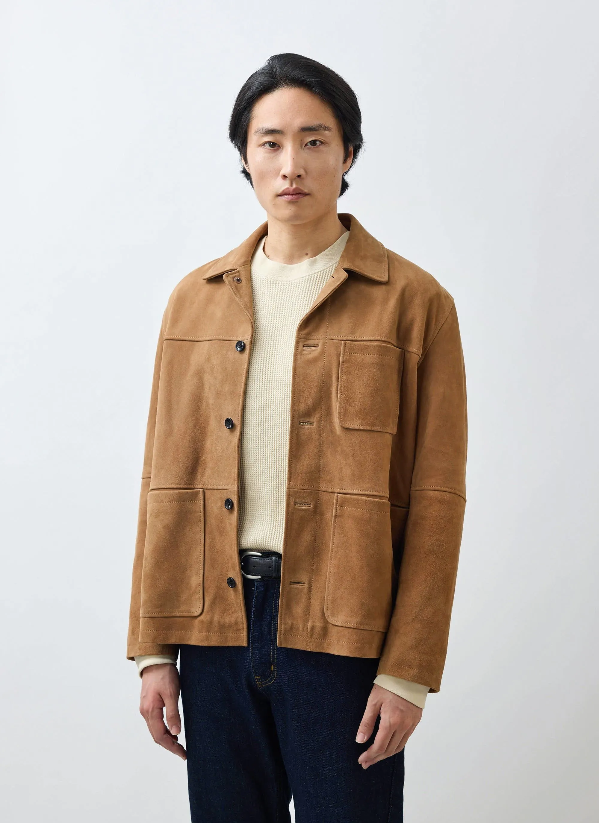 Afterward Suede Chore Jacket | Tan sold by Percival product image thumbnail 5
