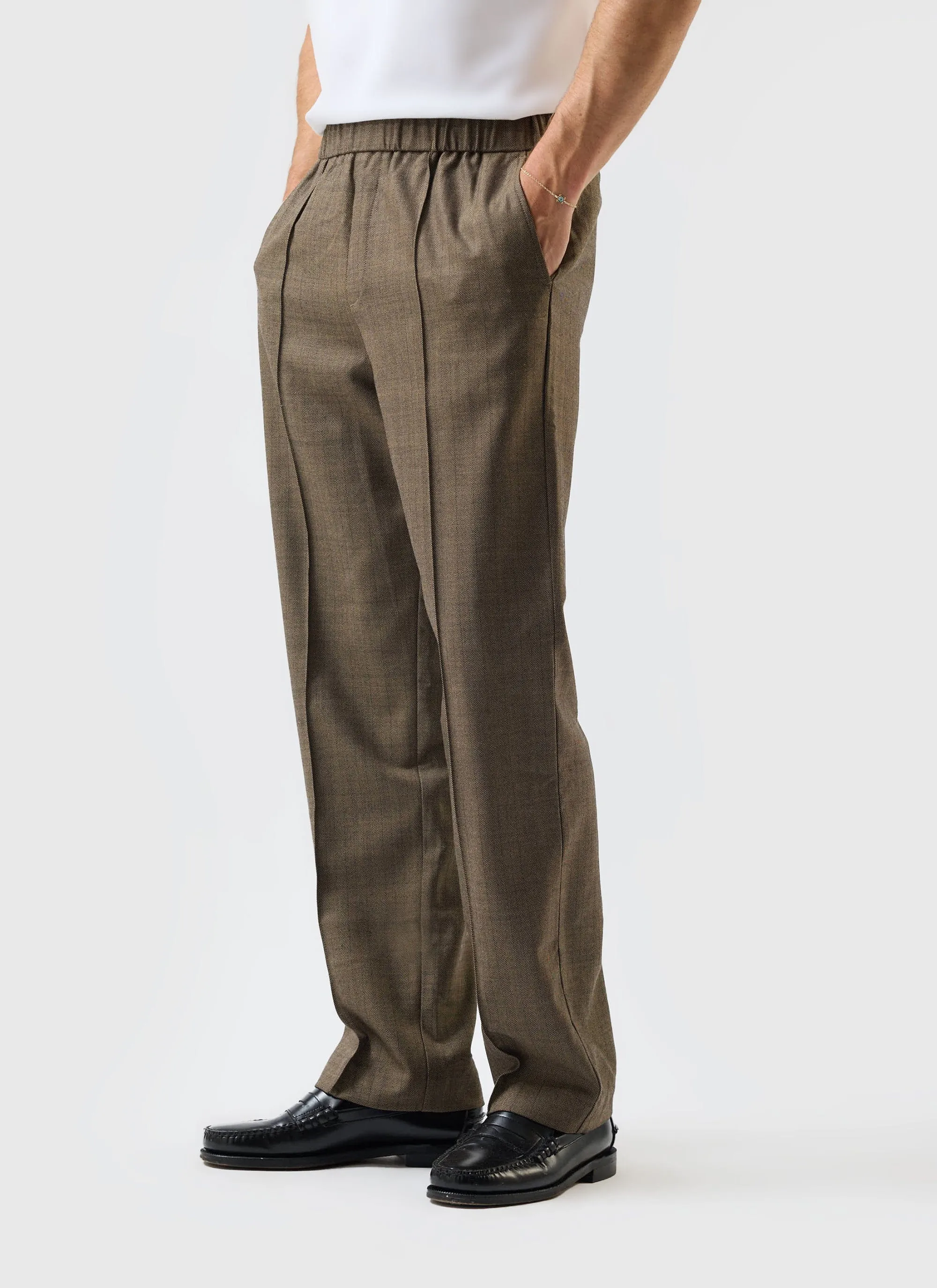 Grounds Relaxed Trousers | Herringbone Wool | Oak sold by Percival product image thumbnail 3