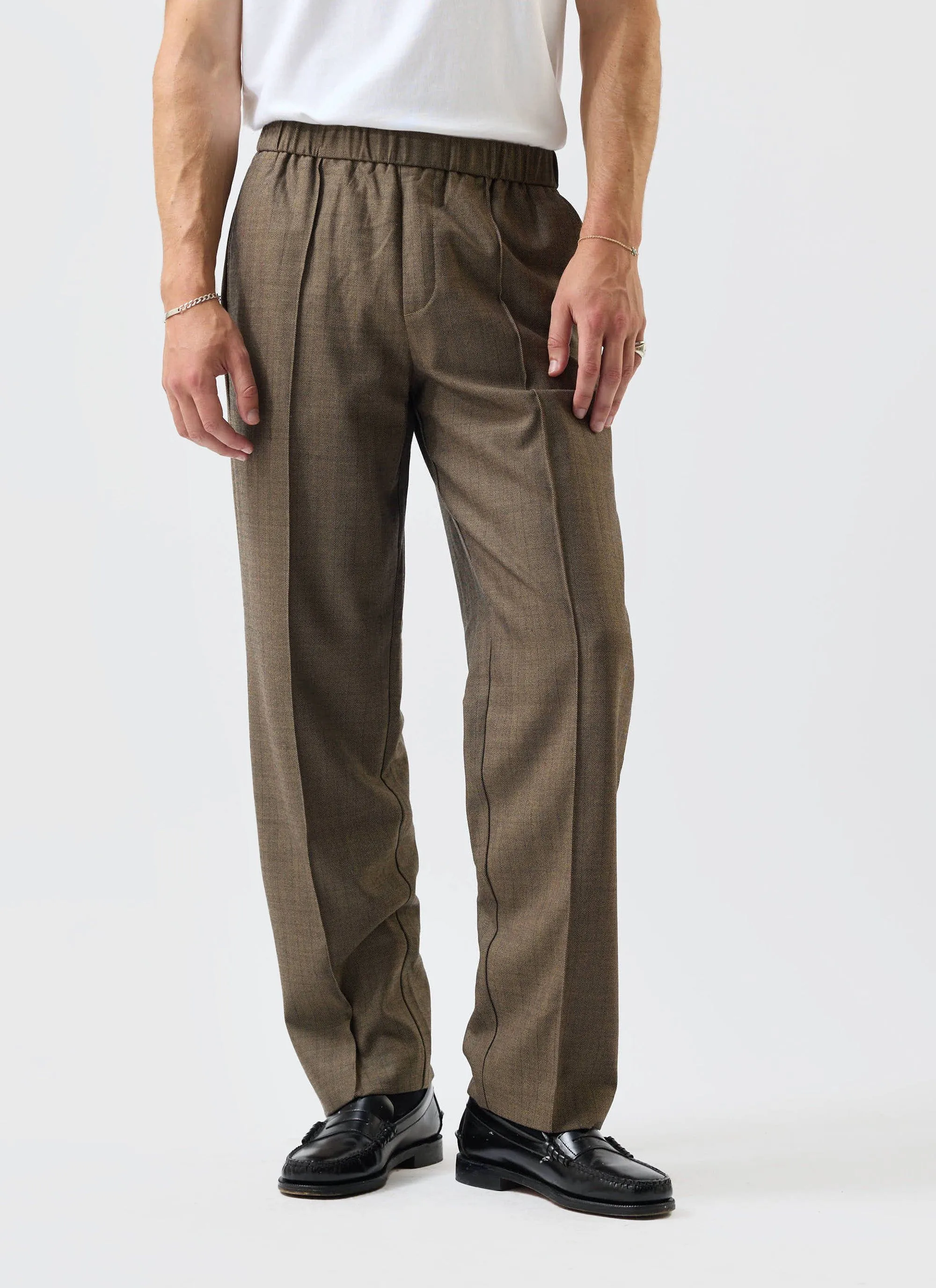 Grounds Relaxed Trousers | Herringbone Wool | Oak sold by Percival product image thumbnail 4