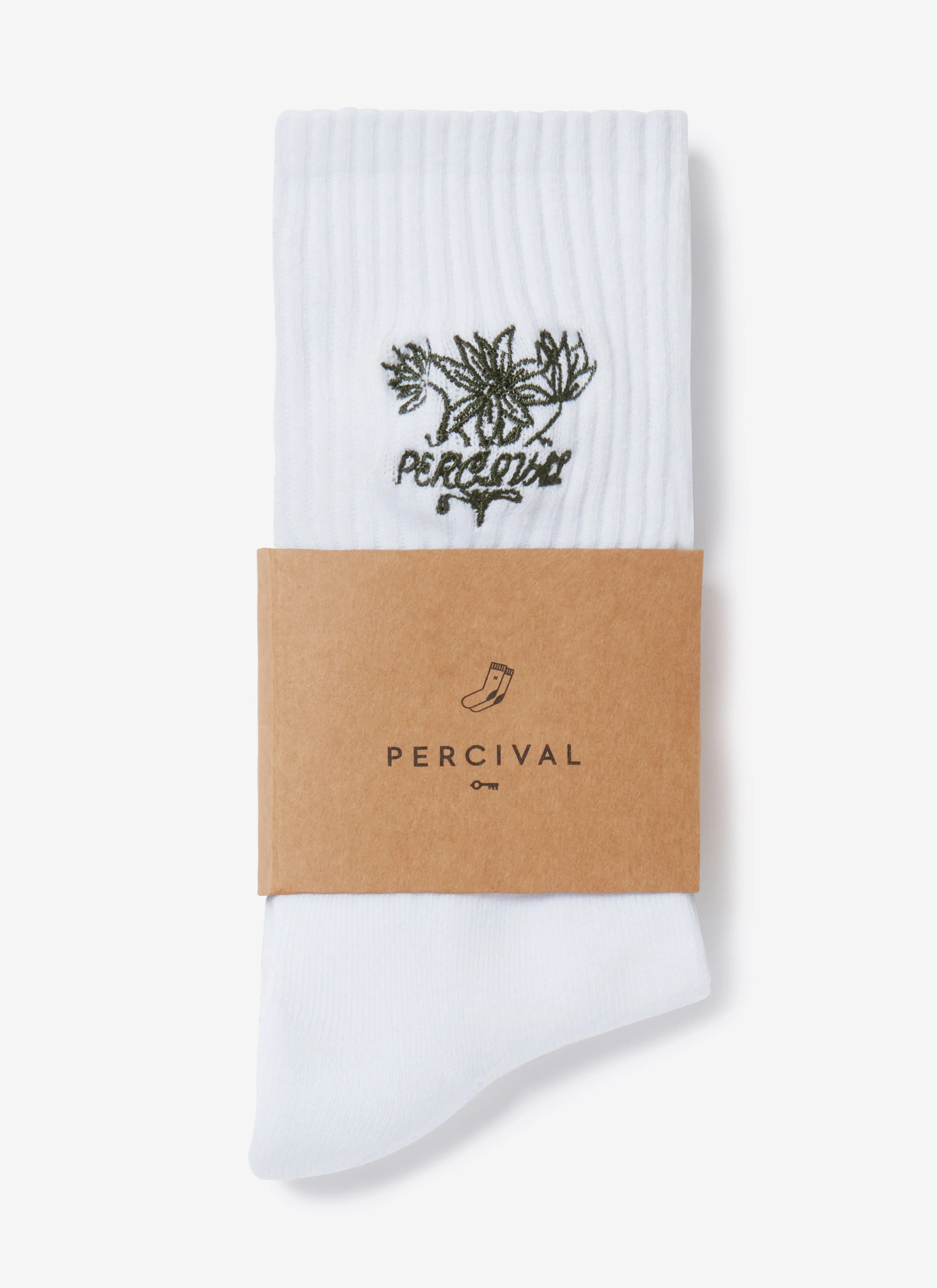Floral Embroidered Socks | White sold by Percival