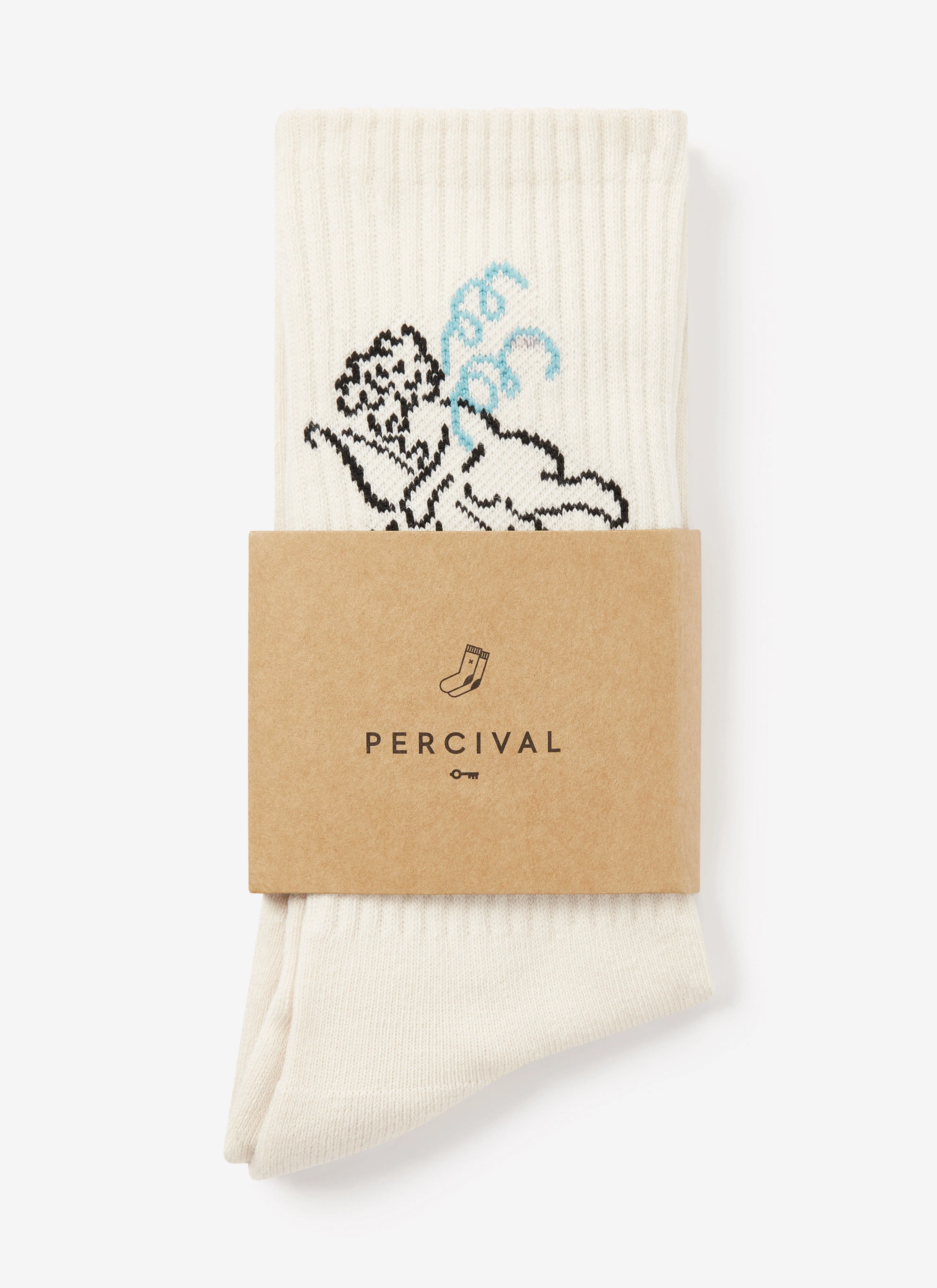 Amor Jacquard Socks | Ecru sold by Percival
