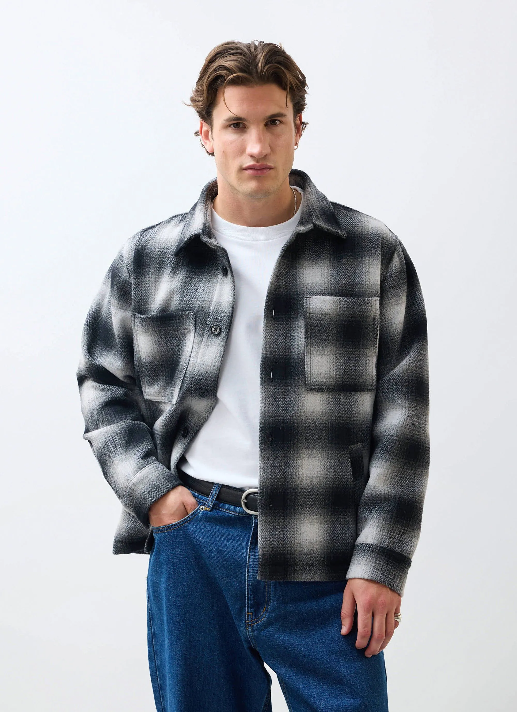Check Overshirt | Grey sold by Percival product image thumbnail 3