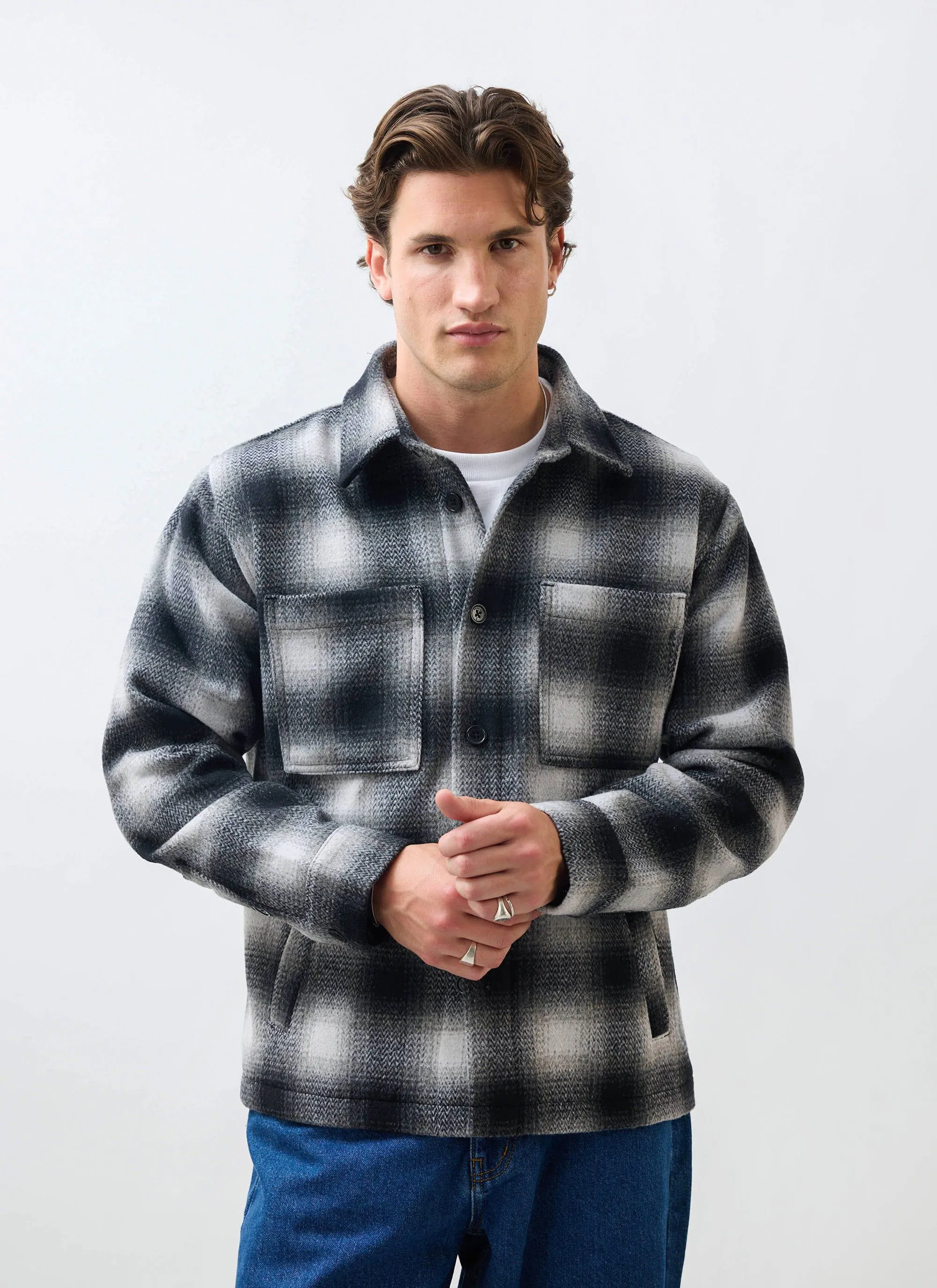 Check Overshirt | Grey sold by Percival product image thumbnail 5