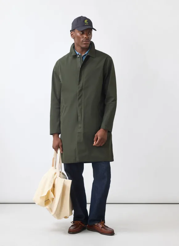 Men's Greyson Long Trench Coat | Waterproof | Forest with Olive sold by Percival