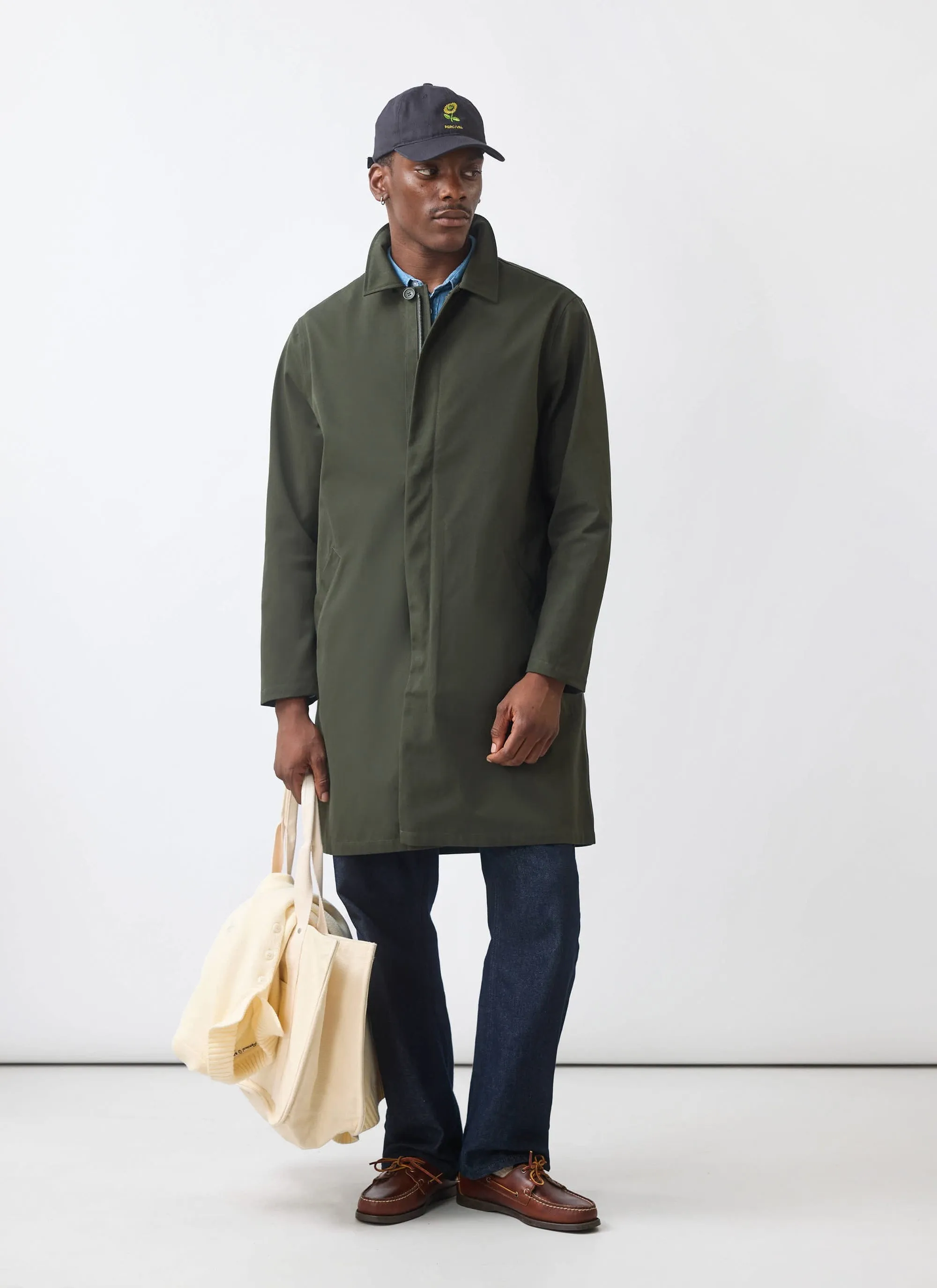 Greyson Long Trench Coat | Waterproof | Forest with Olive sold by Percival