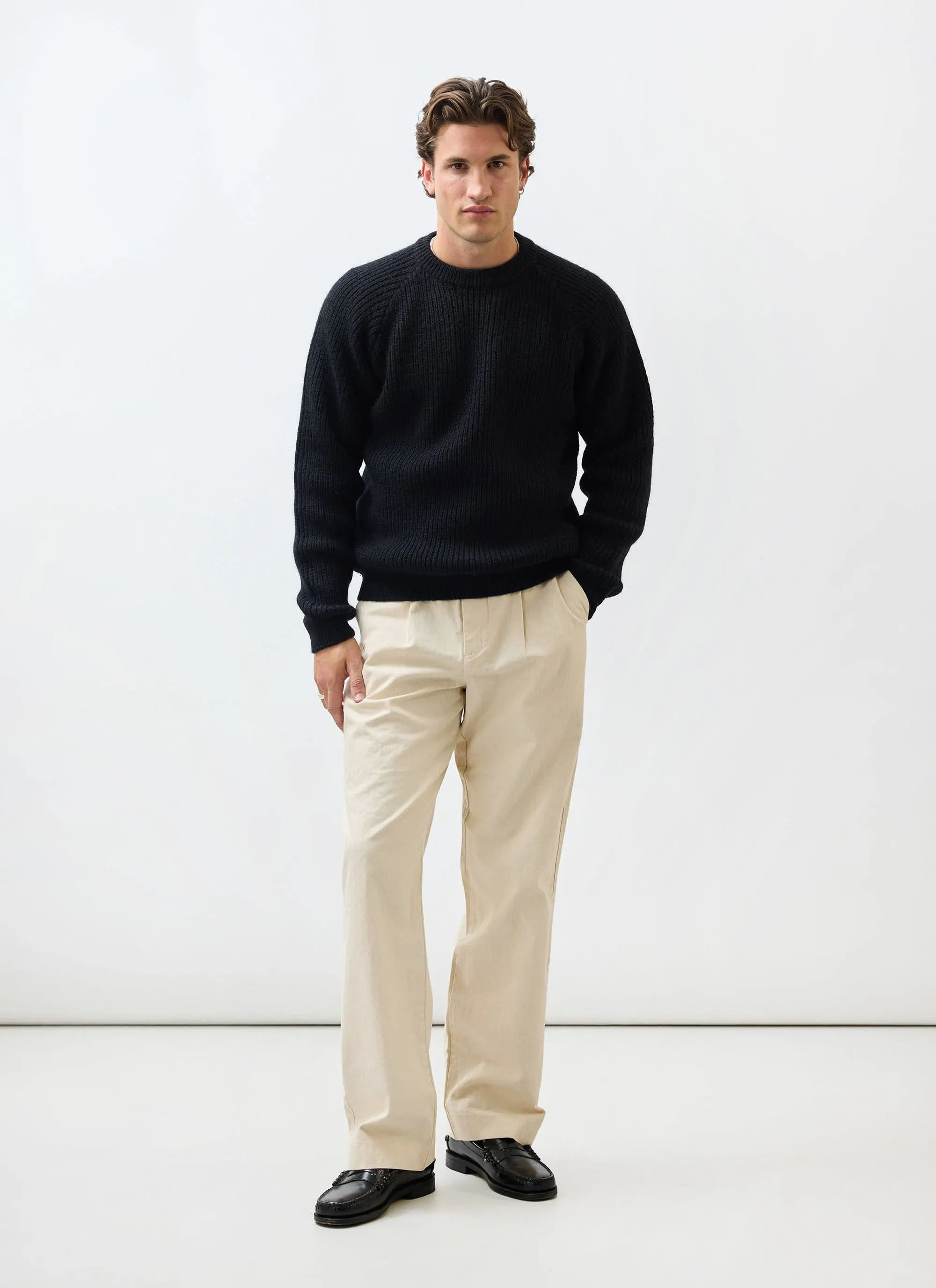 Fisherman Raglan Jumper | Wool | Black sold by Percival product image thumbnail 5