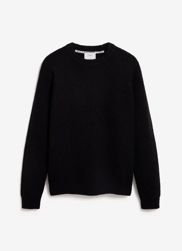 Fisherman Raglan Jumper | Wool | Black sold by Percival