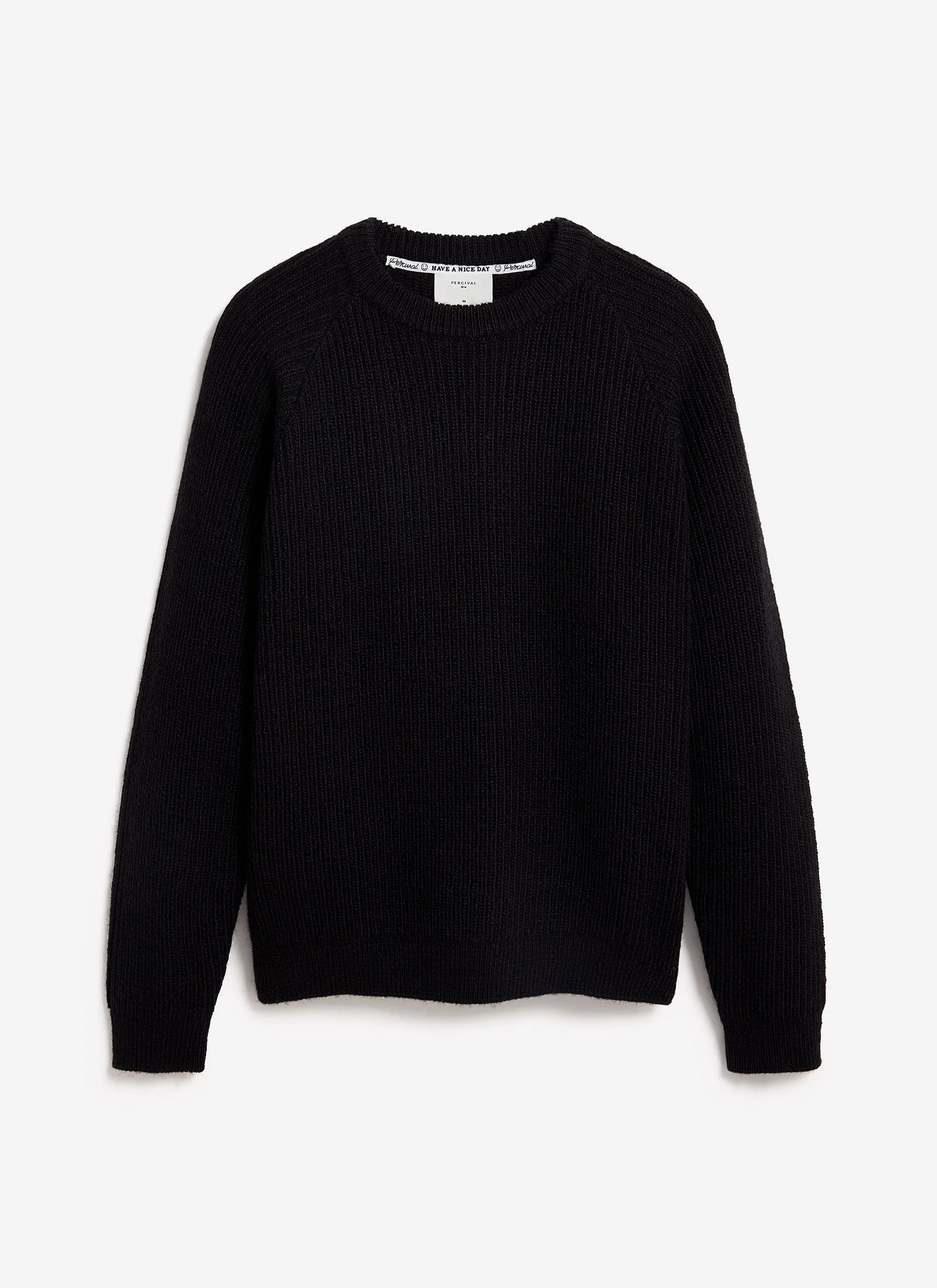 Fisherman Raglan Jumper | Wool | Black sold by Percival