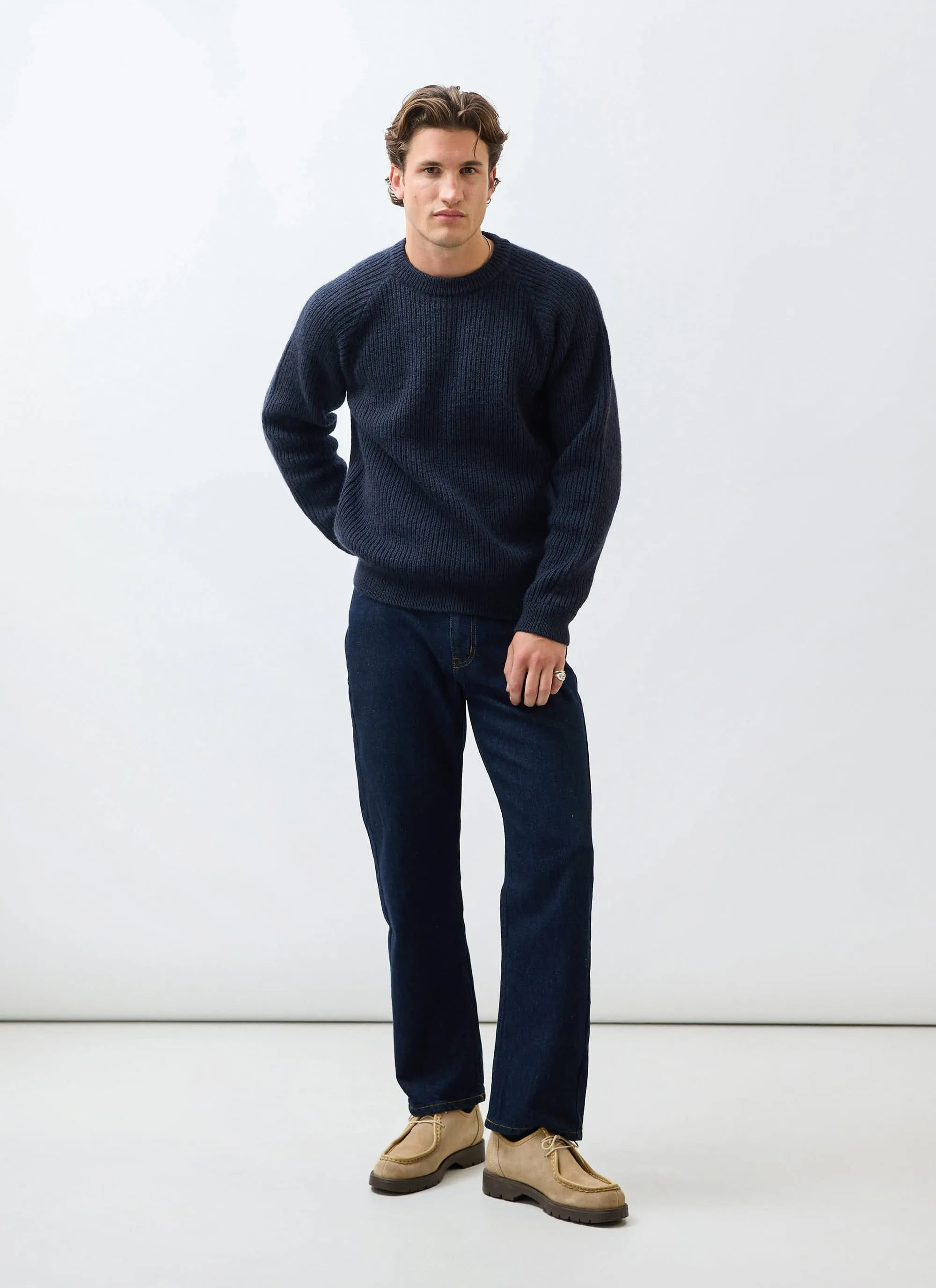 Fisherman Raglan Jumper | Wool | Navy sold by Percival product image thumbnail 5