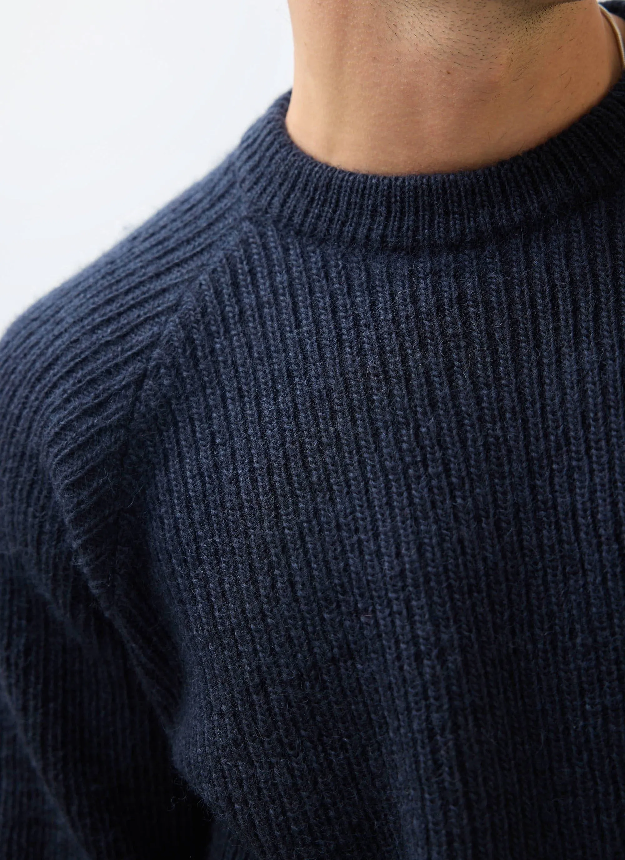 Fisherman Raglan Jumper | Wool | Navy sold by Percival product image thumbnail 4